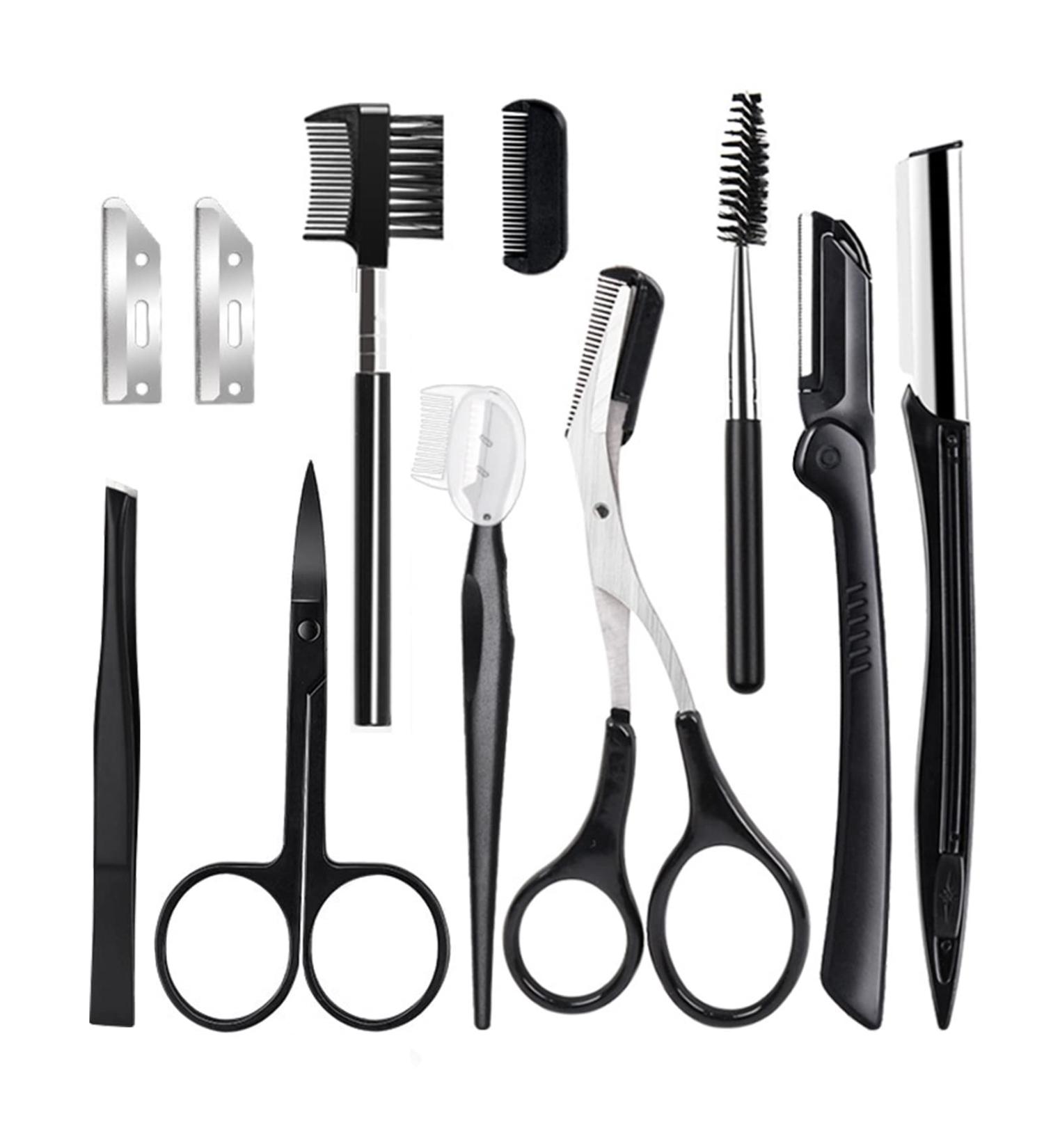 MAEXUS 11 in 1 Eyebrow Kit for Women - Stainless Steel Trimmer, Comb, Clip, Scissors - Beauty Shaping Set - Buy Online on GoSupps.com