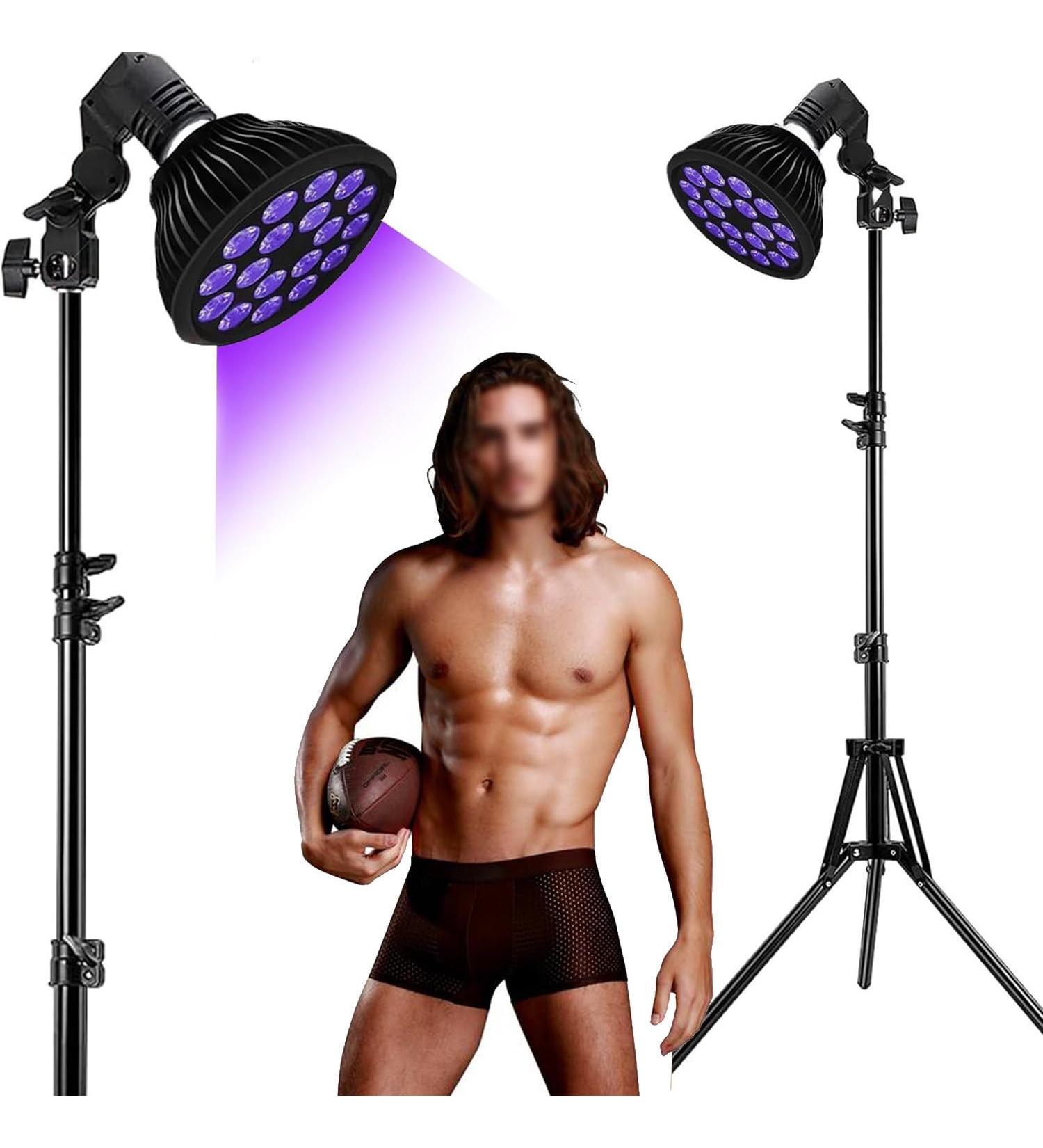 54W 460Nm Indoor Tanning Lamp with Adjustable Tripod Sun Light for Skin with Eye Protection Sun Glasses Blue Light for Face and Eye Protection - Buy Online on GoSupps.com
