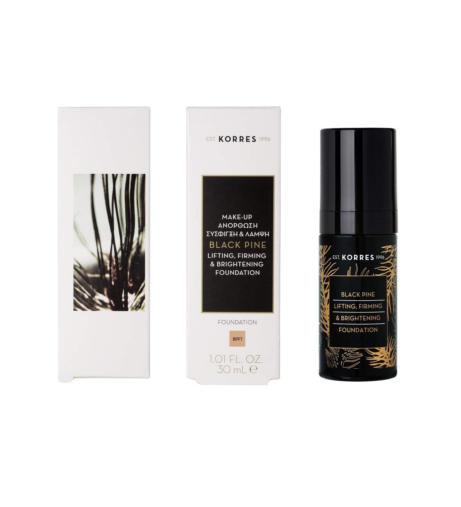 KORRES Black Pine Foundation BPF1 | Anti-Aging Vegan Makeup for Moisture & Elasticity | Medium-High Coverage | 30ml - Shop Internationally - Buy Online on GoSupps.com