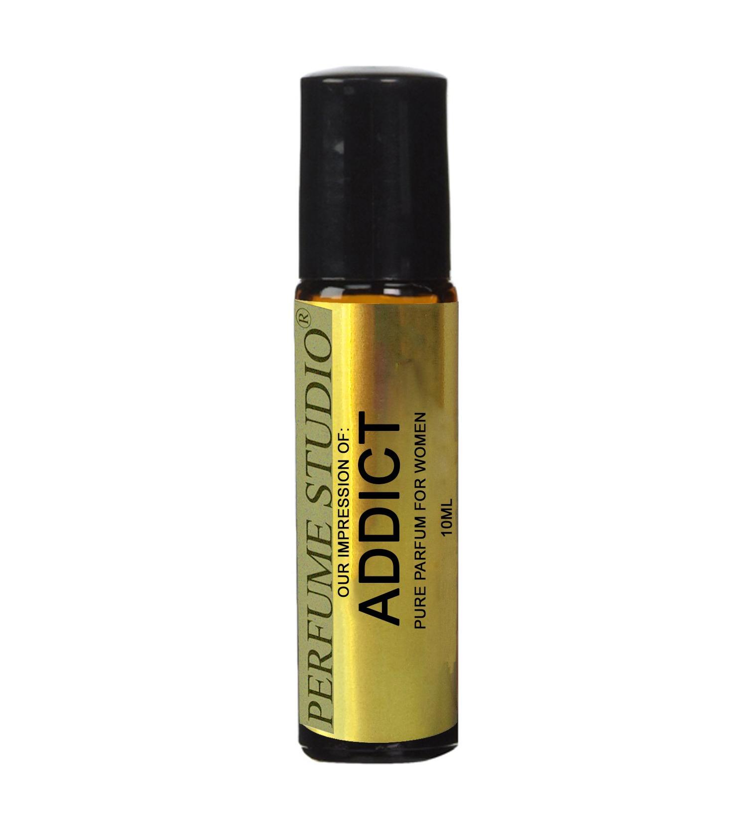 IMPRESSION Oil Compatible with Addict Perfume for Women 10ml Amber Glass Roll-On Bottle.