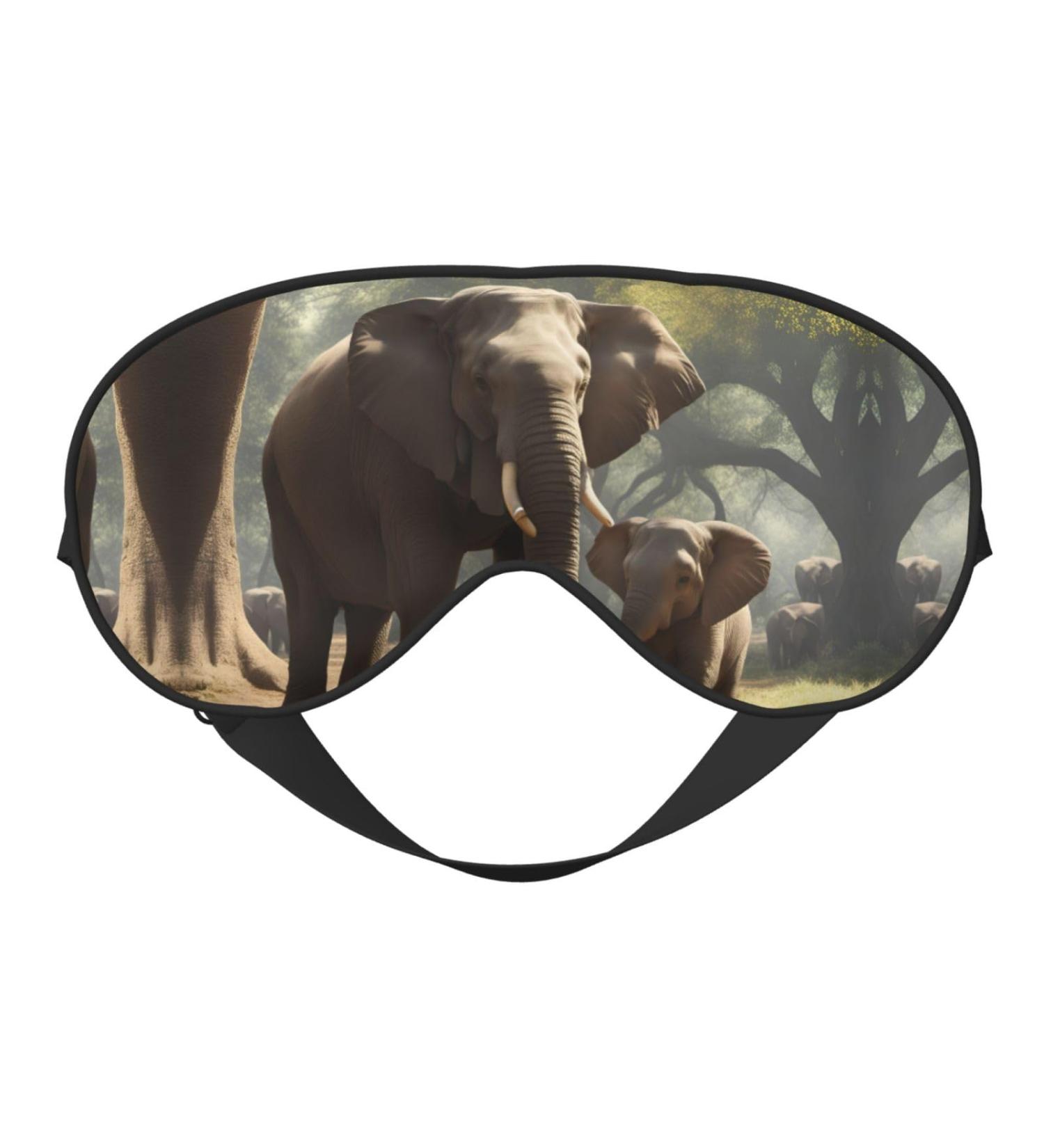 BREAUX Elephant Print Sleeping Eye Mask | Double-Sided Blackout Eye Mask for Travel | Premium Comfort & Style - Buy Online on GoSupps.com