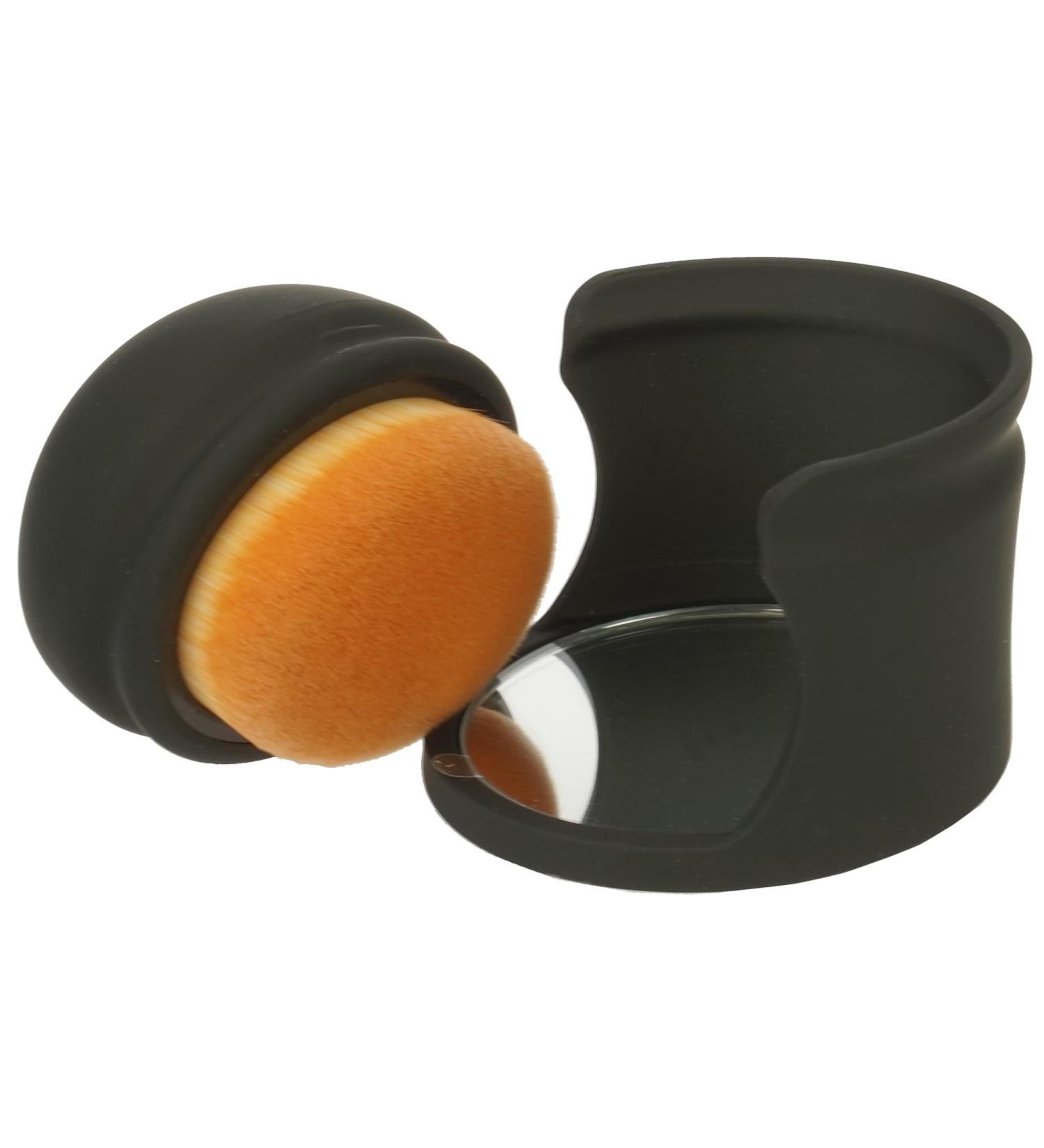 Fantasia Vegan Foundation Brush - Professional Liquid Makeup Brush in Round Box with Mirror - Fine Synthetic Hair - Perfect for On-the-Go - Buy Online on GoSupps.com