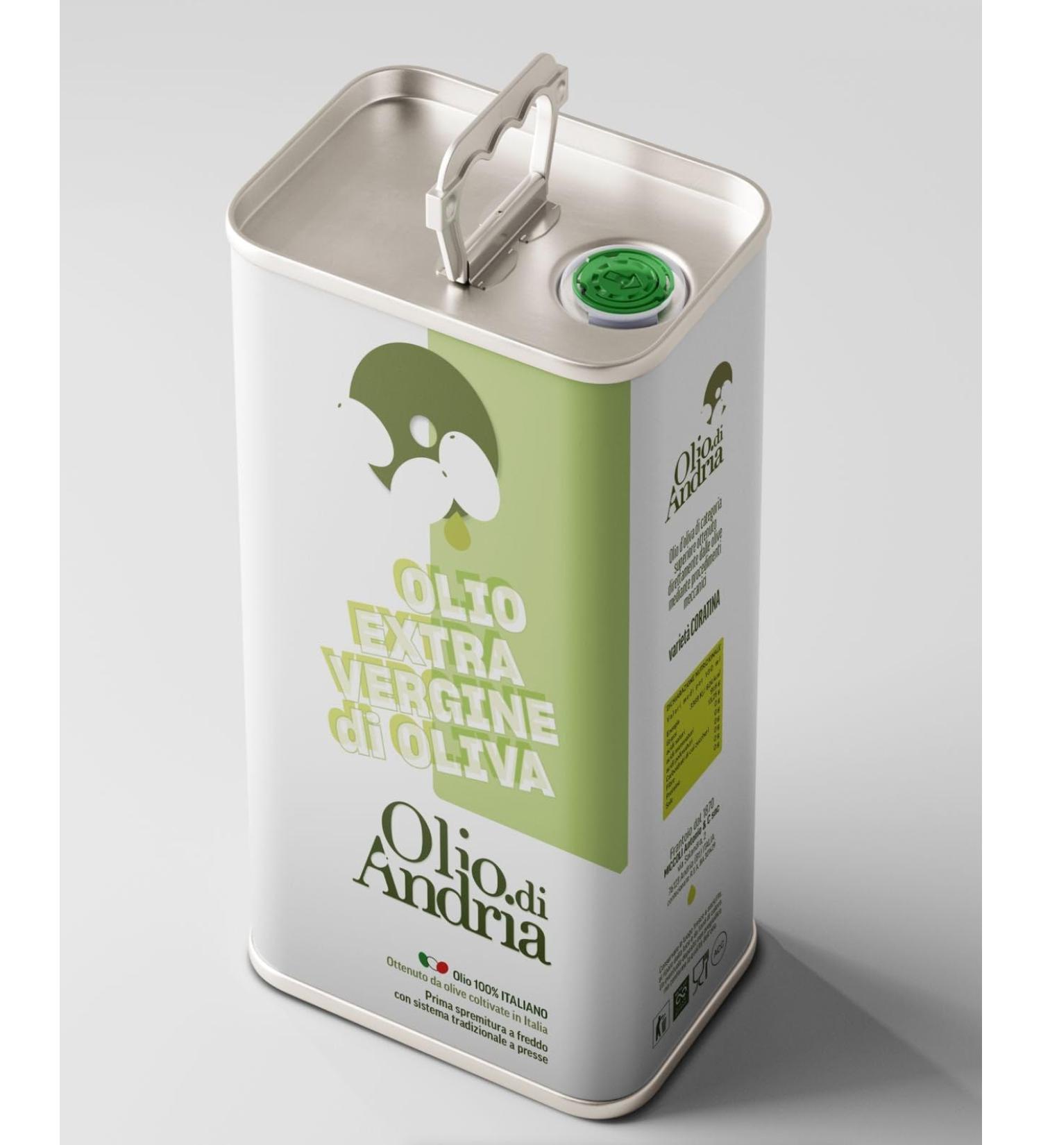 Olio di Andria Extra Virgin Olive Oil 100% Intense Fruity Coratin 5 Litre