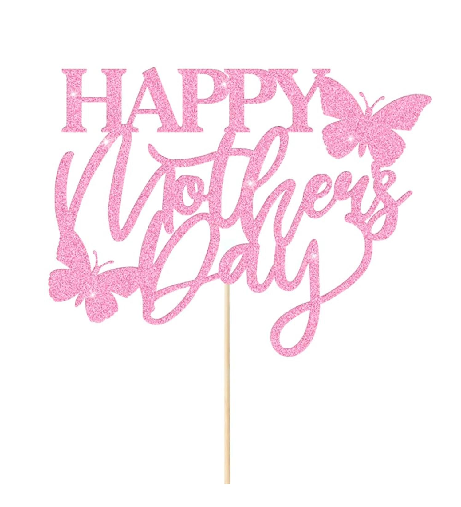 Mother's Day Cake Toppers Mothers Day Decoration 11 Colors Glitter Cake Topper Best Mom Cake Decoration Happy Mother Cake Toppers for Mother's Day Party Cake Decorations(Baby Pink) - Buy Online on GoSupps.com