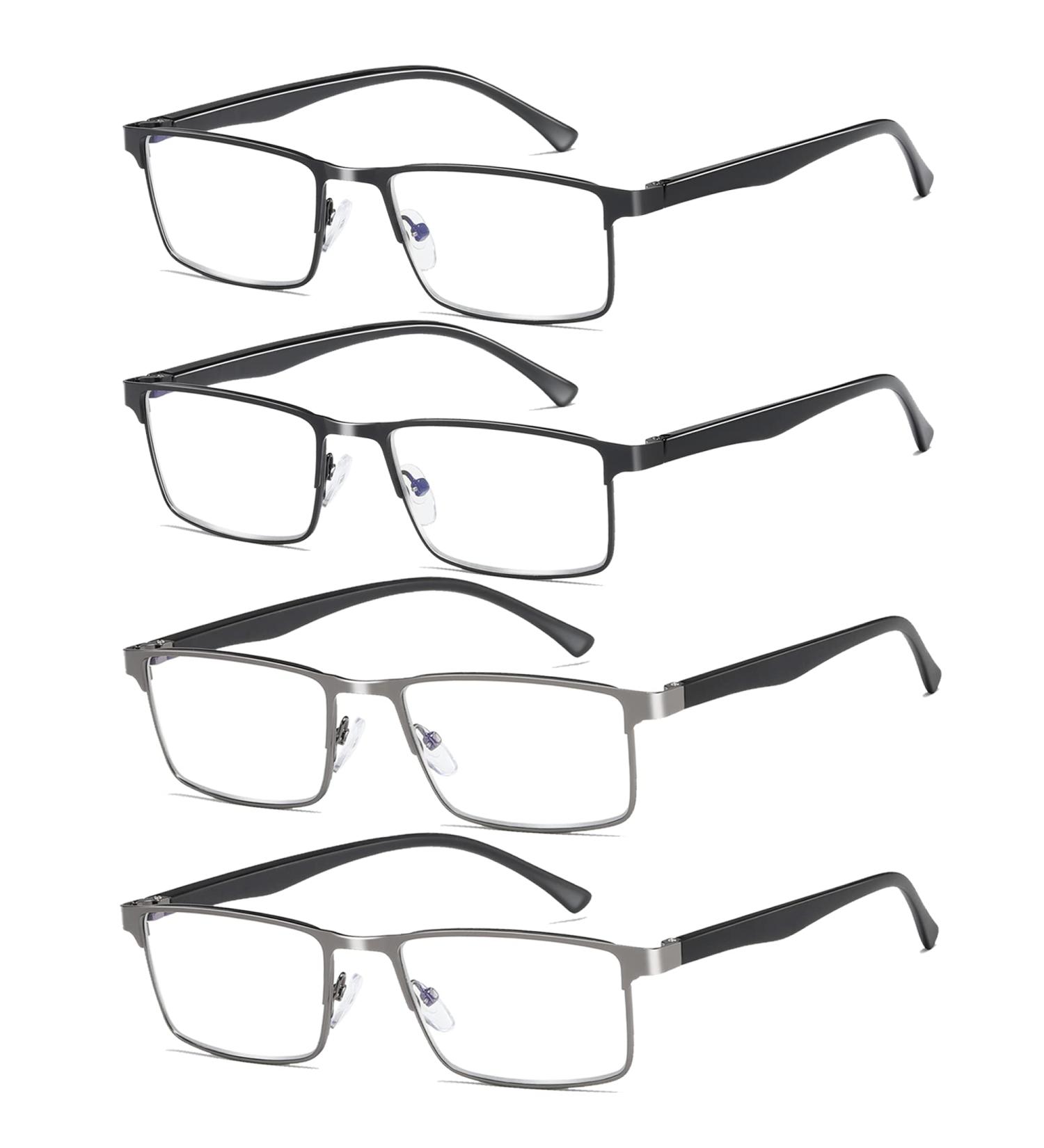 Fsread 4 Pack Men's Reading Glasses +1.50 - Lightweight Blue Light Blocking Metal Frames - Stylish & Comfortable - Buy Online on GoSupps.com