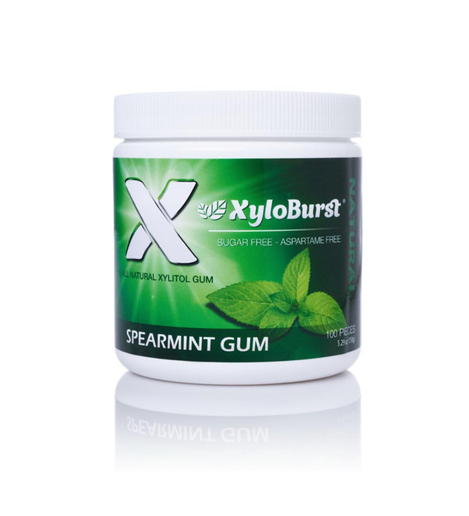 Xyloburst Xylitol Chewing Gum - Spearmint Flavor (150g, 100 Pieces) - Sugar-Free, Dental Health - Buy Online on GoSupps.com
