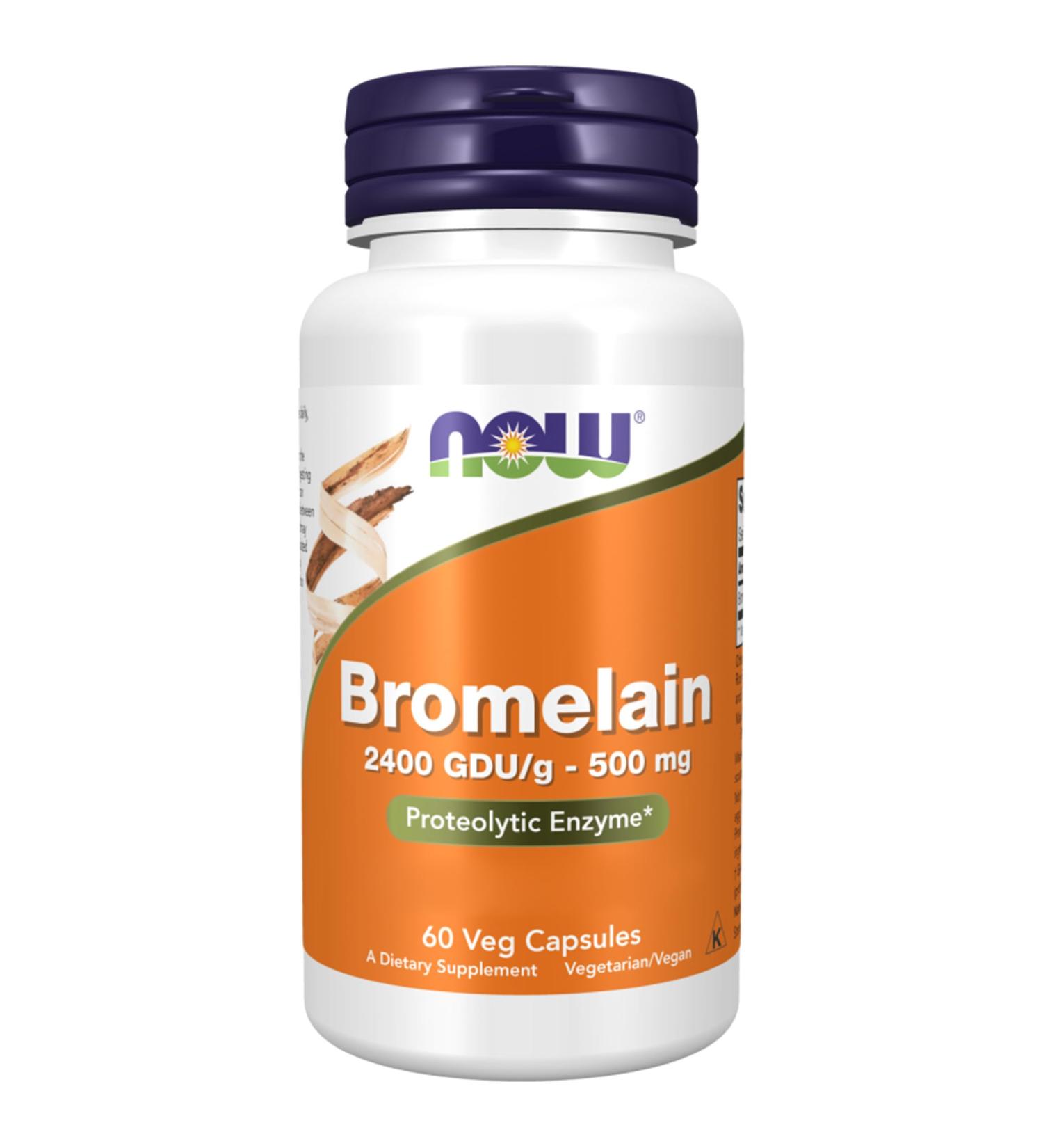 Now Foods Bromelain 2400 GDU/g 500mg 60 Vegan Lab Tested Soy Free Gluten Free Vegetarian Non-GMO - Buy Online on GoSupps.com