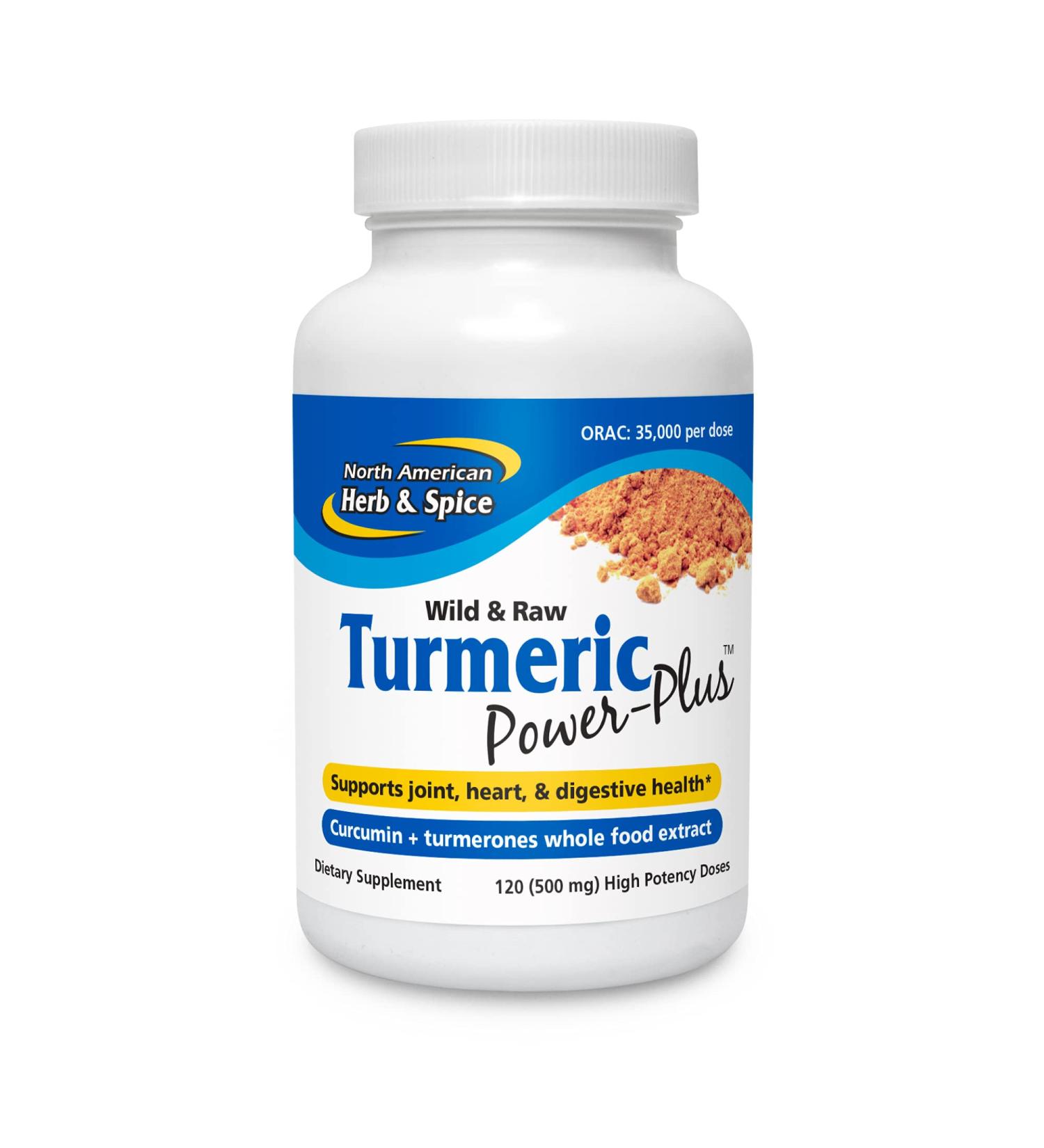NORTH AMERICAN HERB & SPICE Turmeric Power-Plus - 120 Count - Curcumin & Turmerones Whole Food Extract - Joint Heart & Digestive Health Support - Antioxidant - Non-GMO - 60 Servings 120 Count (Pack of 1) - Buy Online on GoSupps.com