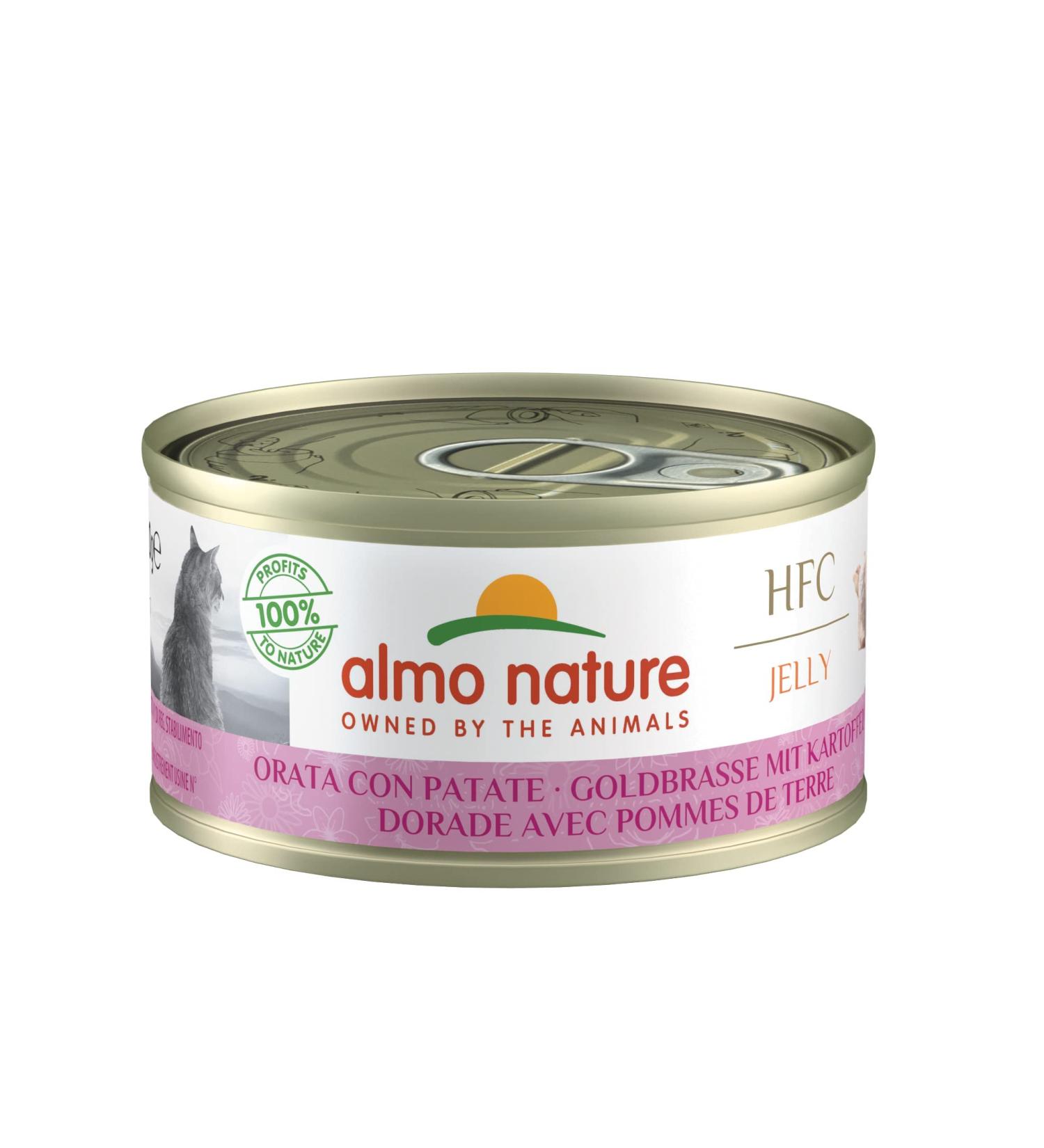 Almo Nature HFC Jelly Dorade with Potatoes - Premium Wet Food for Adult Cats - 24x70g Packs - International Shipping Available - Buy Online on GoSupps.com