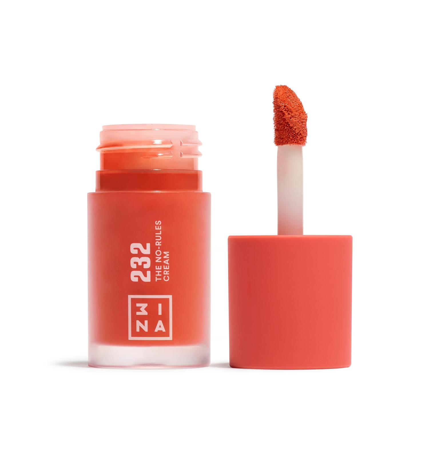 3ina No-Rules Cream 232 - Coral Red Liquid Blush | Vegan Cruelty-Free Makeup for Eyes Lips & Cheeks - Natural Finish with Sweet Almond Oil - Buy Online on GoSupps.com