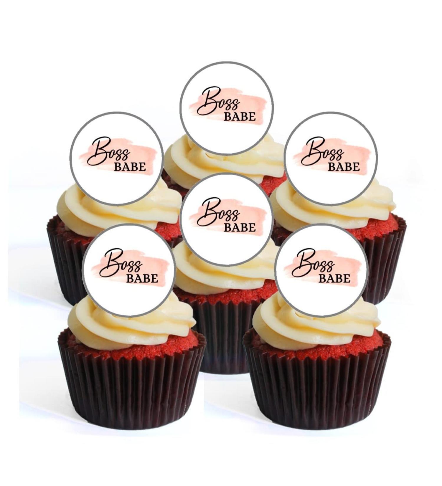24 Boss Babe Cupcake Toppers Girl Boss Edible Premium Thickness SWEETENED Vanilla Wafer Rice Paper Discs Cake Decorations - Buy Online on GoSupps.com