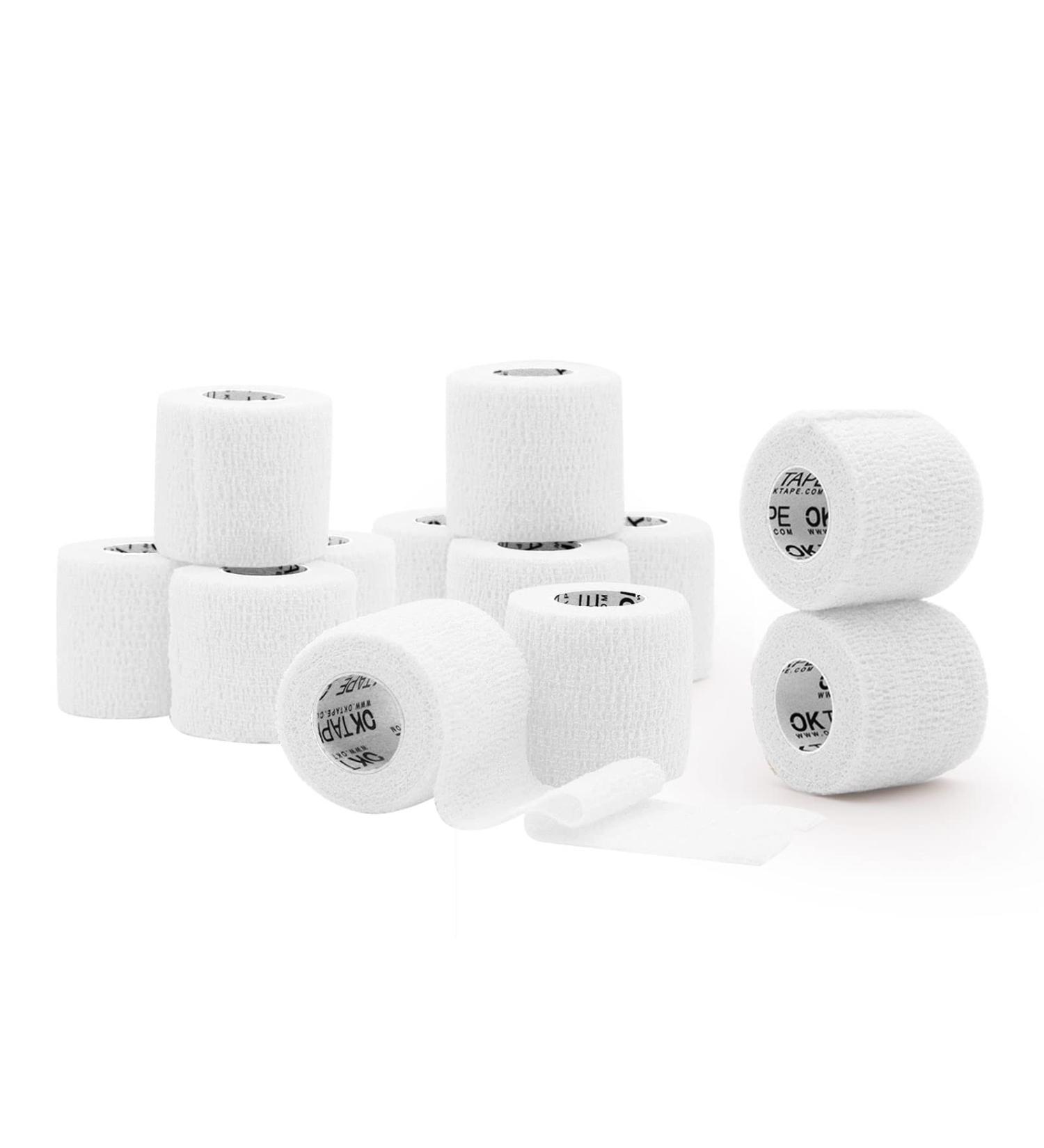 OK TAPE Self Adhesive Bandage Wrap 2in x 5yards (12 Packs) - Cohesive Athletic Tape for Sports - White 2 Inch x 5 Yards - Buy Online on GoSupps.com