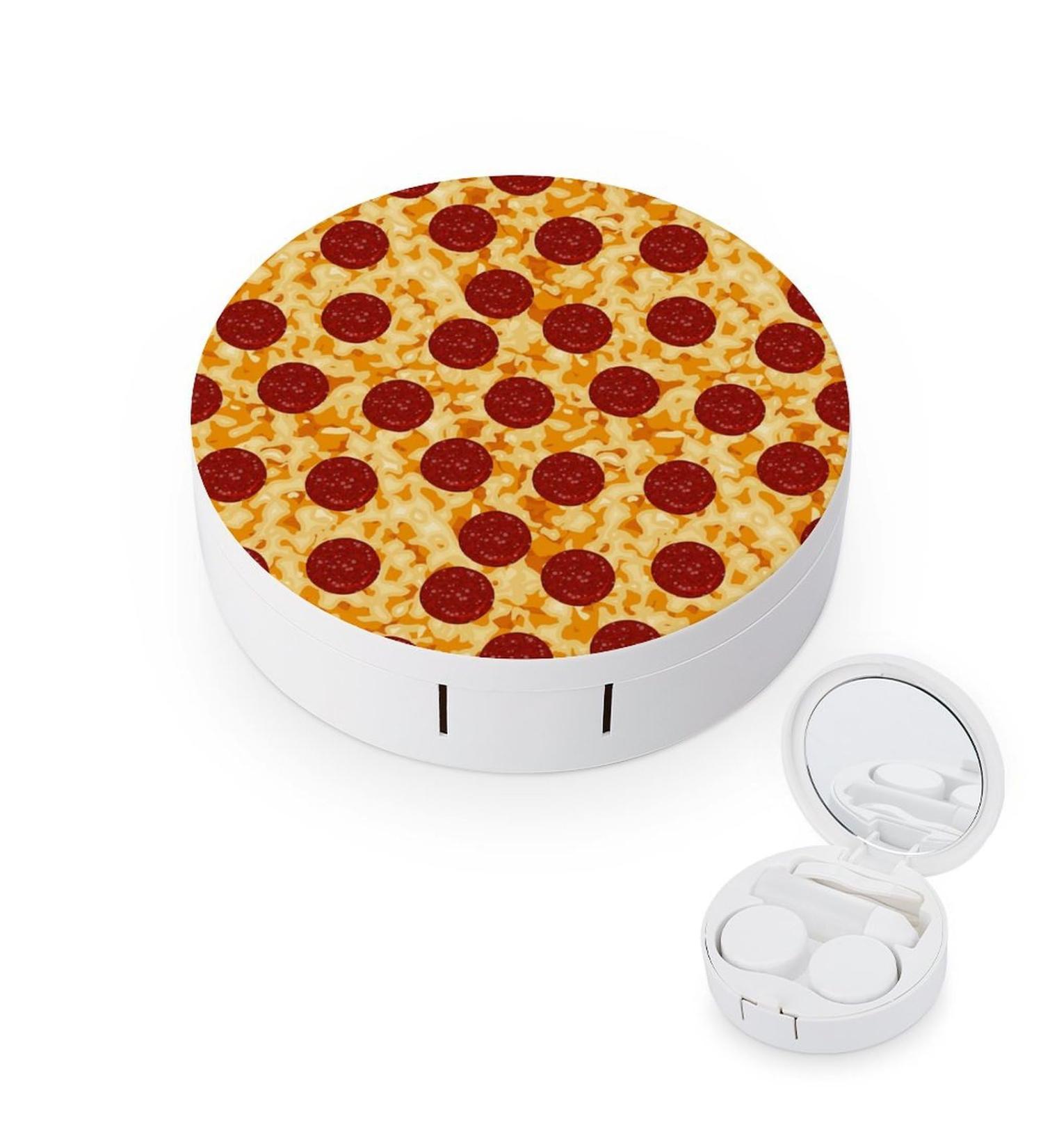 Buy Portable Cute Pepperoni Pizza Contact Lens Travel Kit | Includes Tomatoes & Mirror for Daily Outdoor Use - Buy Online on GoSupps.com