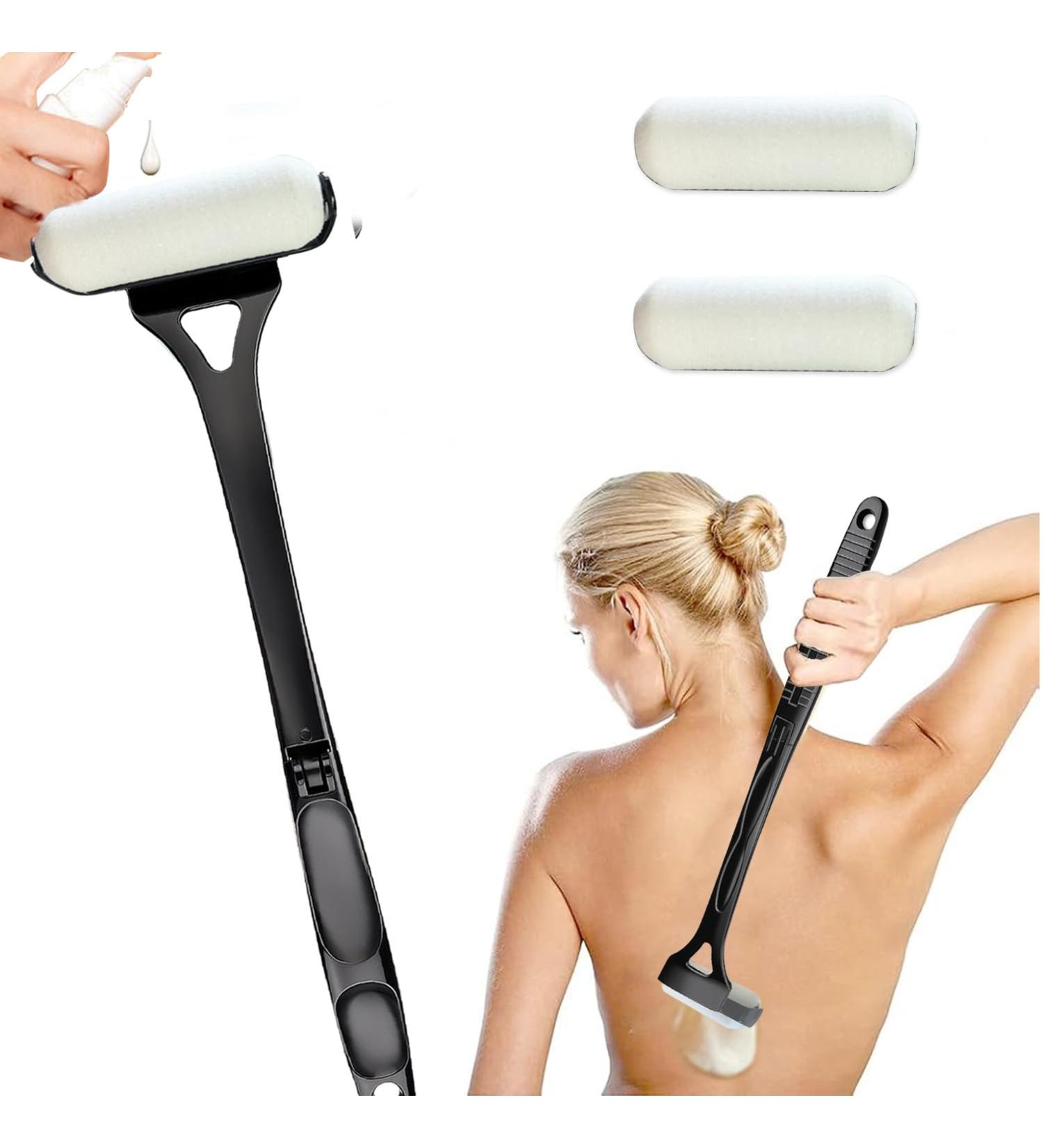 Applicateur de lotion noir applicateur de lotion long manche pour le dos poign e pliable avec 3 rouleaux en mousse r utilisables applicateur de cr me lavable pour le dos - Buy Online on GoSupps.com