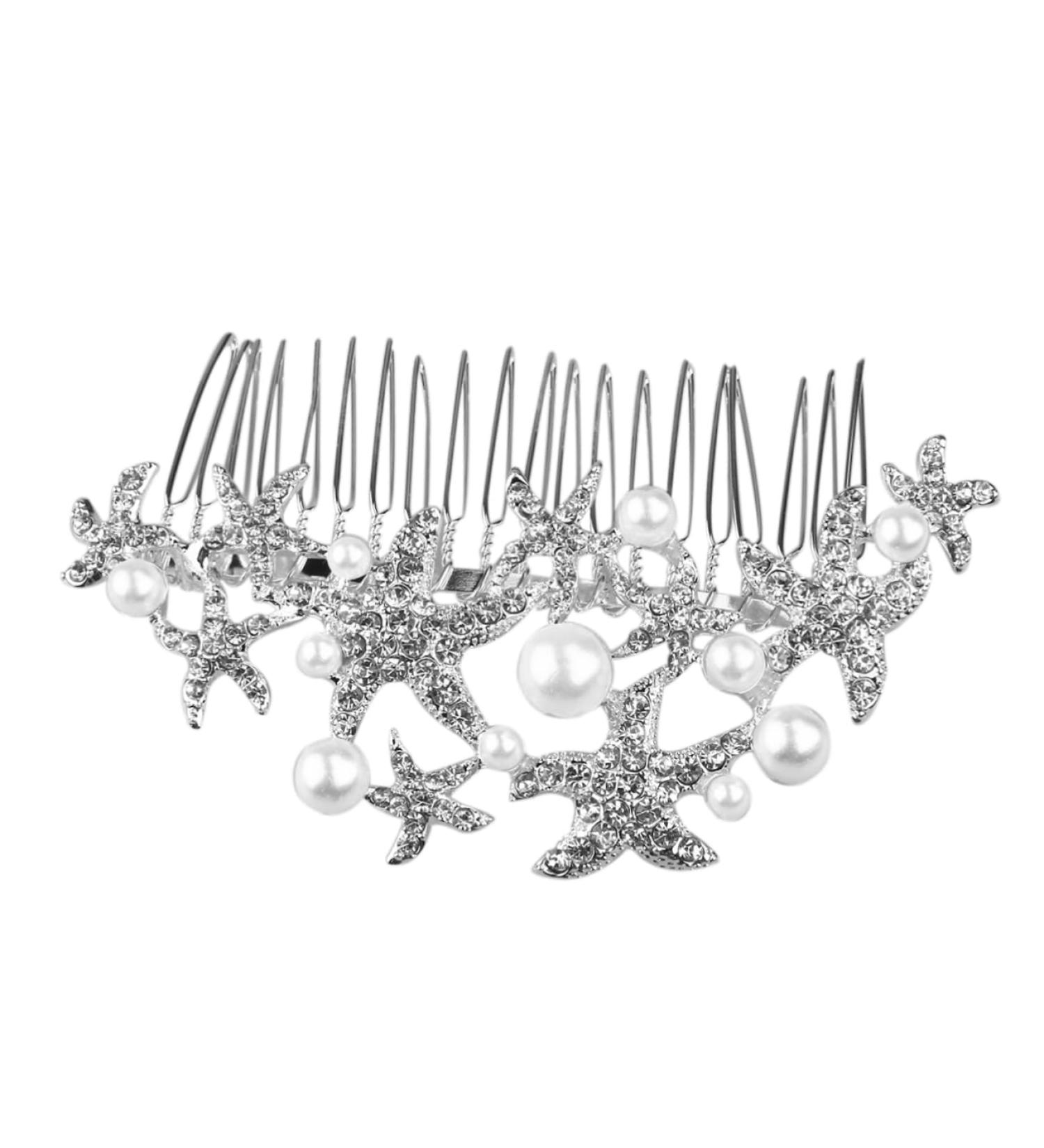 Hair Barrettes for Women Crystal Wedding Hair Pin Wedding Flower Hairpin Rhinestones Wedding Hair Pin Hair Accessories for Women Crystal Hair Charms Bride Comb Pearl - Buy Online on GoSupps.com