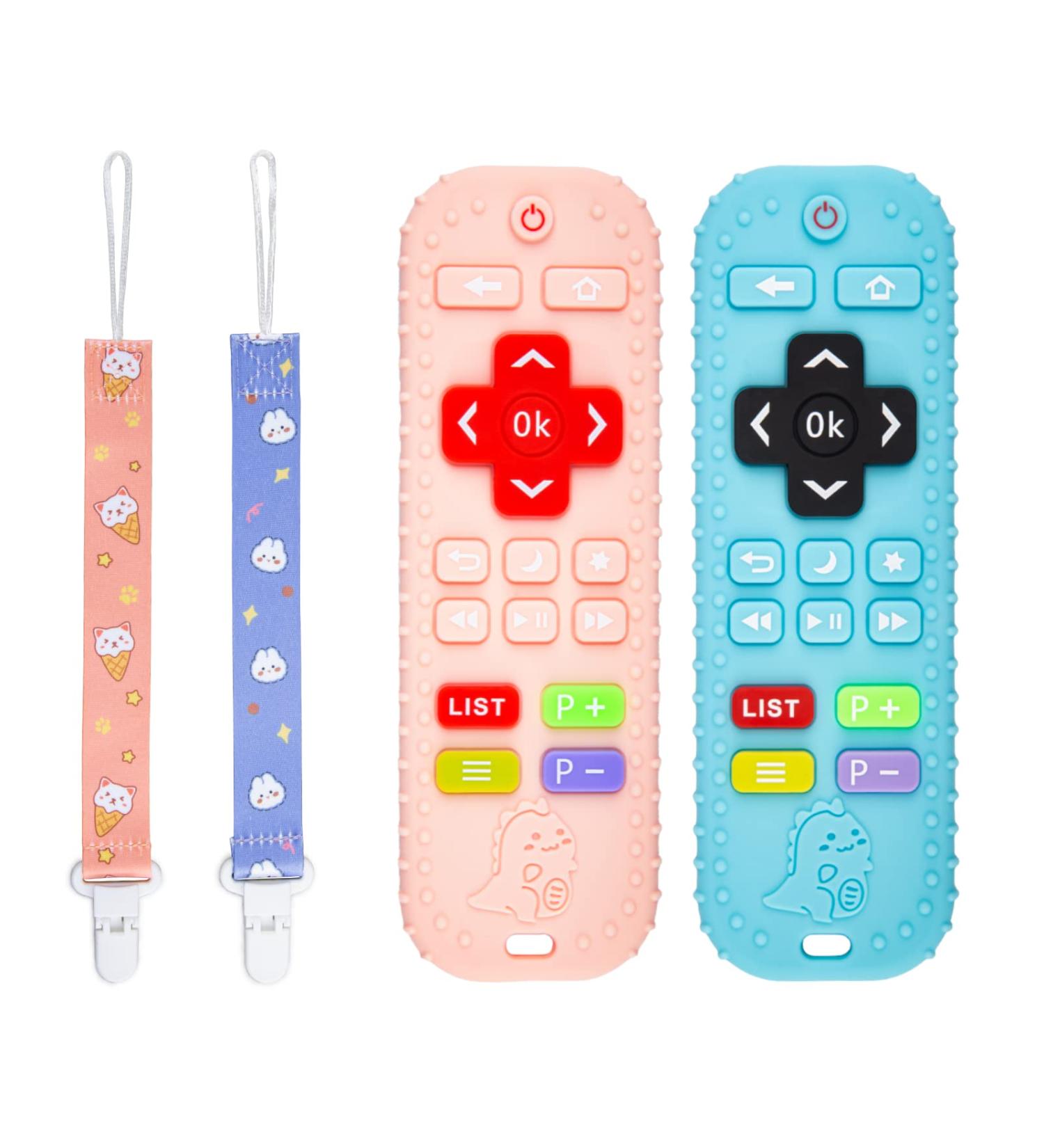 2-Pcs Silicone Baby Teething Toys  Silicone Teethers for Babies  Remote Control Shape Teething Toys  Chew Toys for Boys and Girls Teether Early Educational Sensory Toy Pink Blue - Buy Online on GoSupps.com