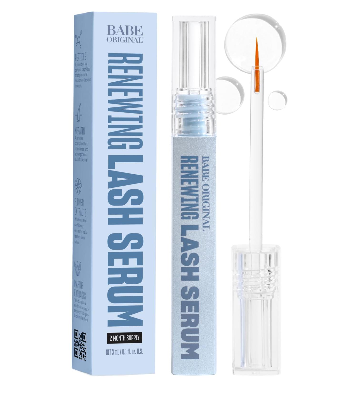 BABE ORIGINAL Renewing Lash Serum Peptide-Infused Eyelash Serum for Fuller Longer-Looking Natural Lashes Lash Enhancing Treatment with Nourishing Botanicals Vegan & Cruelty-Free Gentle 2 Month Supply (3mL) - Buy Online on GoSupps.com