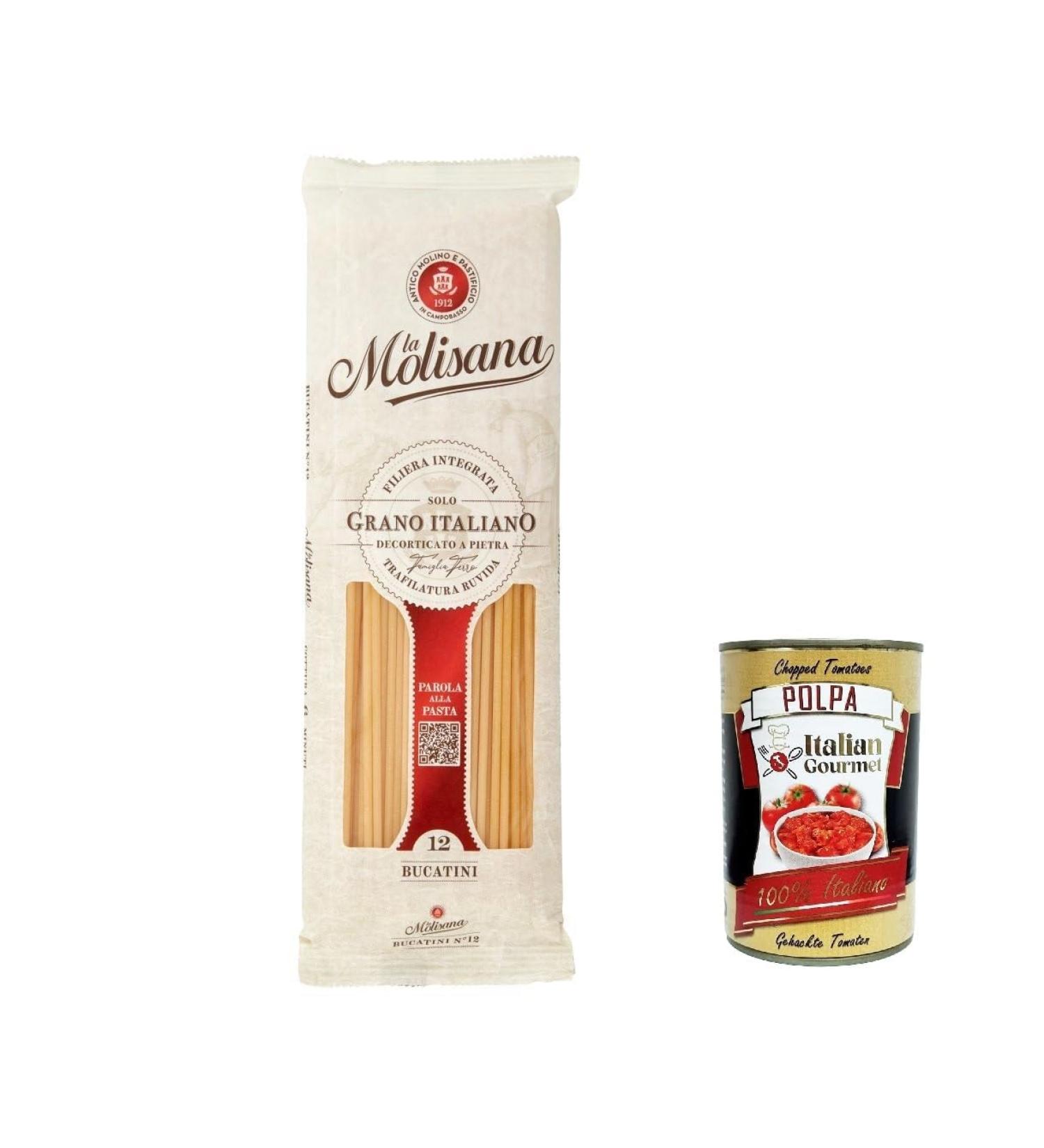 Italian Gourmet E.R. La Molisana Bucatini N. 12 Pasta Lenta Lavorazione Lot de 5 p tes base de semoule de bl dur dessin en bronze 500 g + Italian Gourmet Pulpa 400 g - Buy Online on GoSupps.com