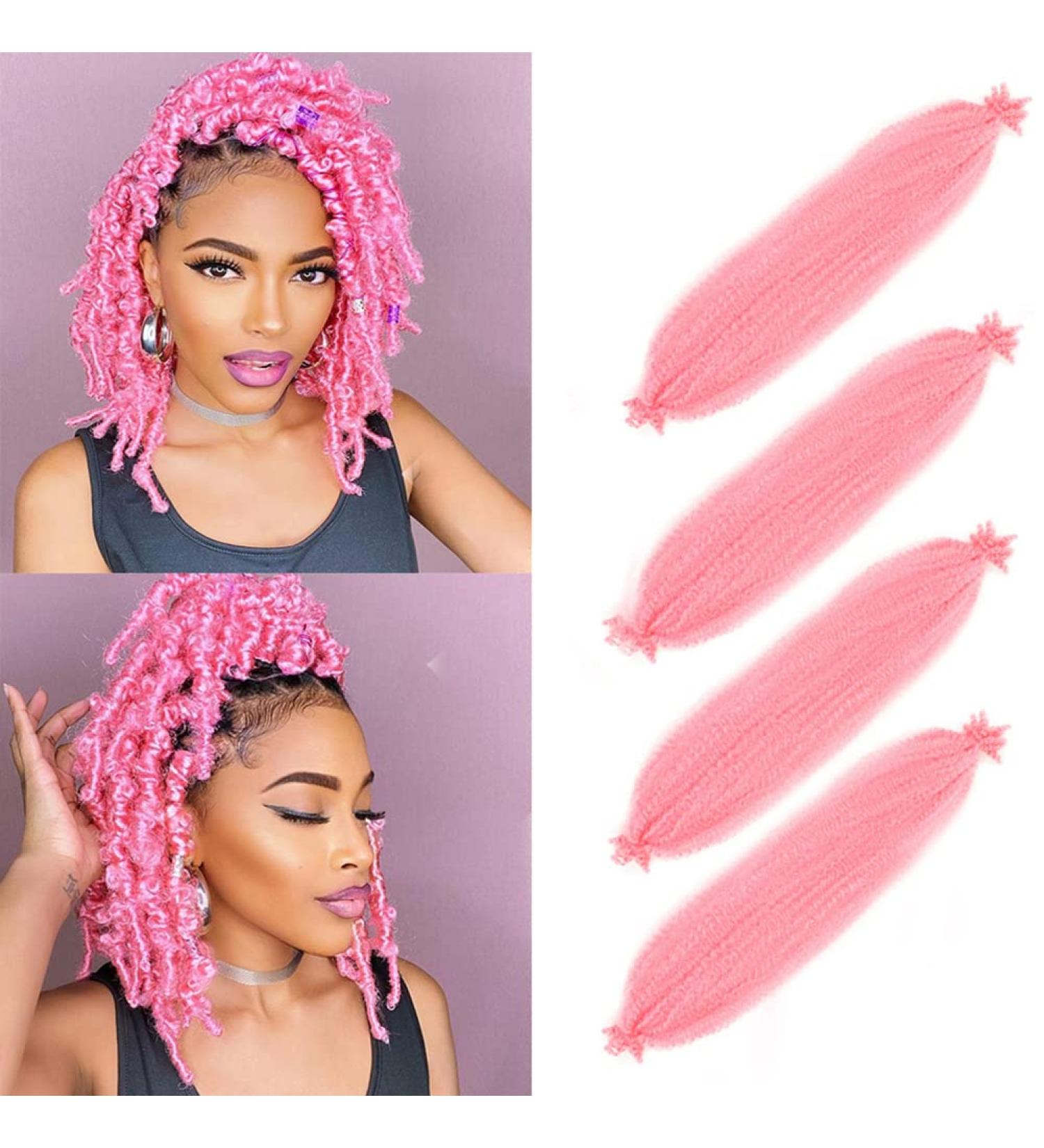Pink Pre-Stretched Springy Afro Twist Hair 16 inch - 4 Packs for Passion Twist, Butterfly Locs & Bohemian Braids - Synthetic Braiding Hair Extension for Black Women - Buy Online on GoSupps.com