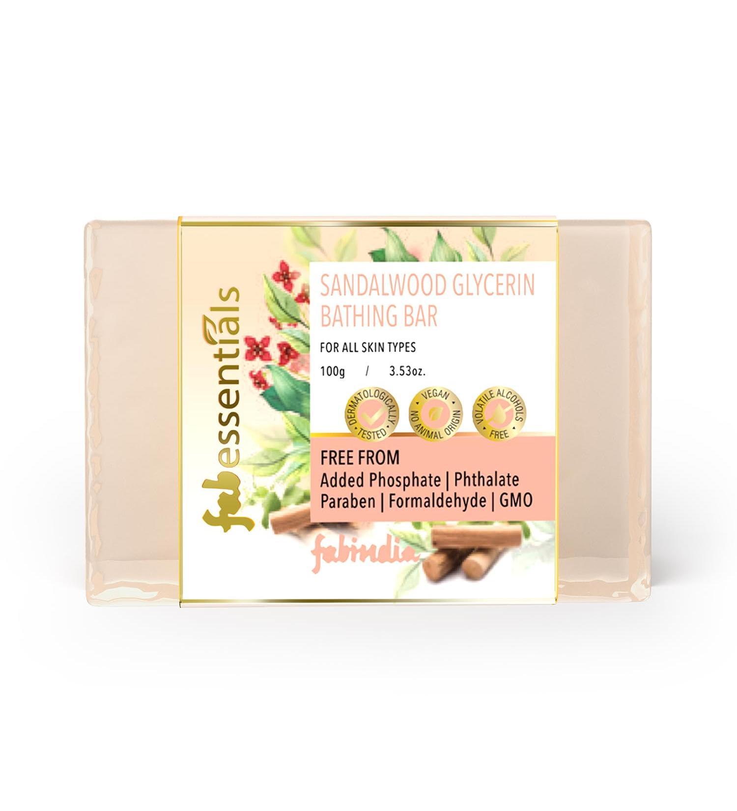 Sandalwood Glycerin Bathing Bar | Vegan Toxin-Free | Natural Bioactives for Glowing Skin | 100 gm - Buy Online on GoSupps.com