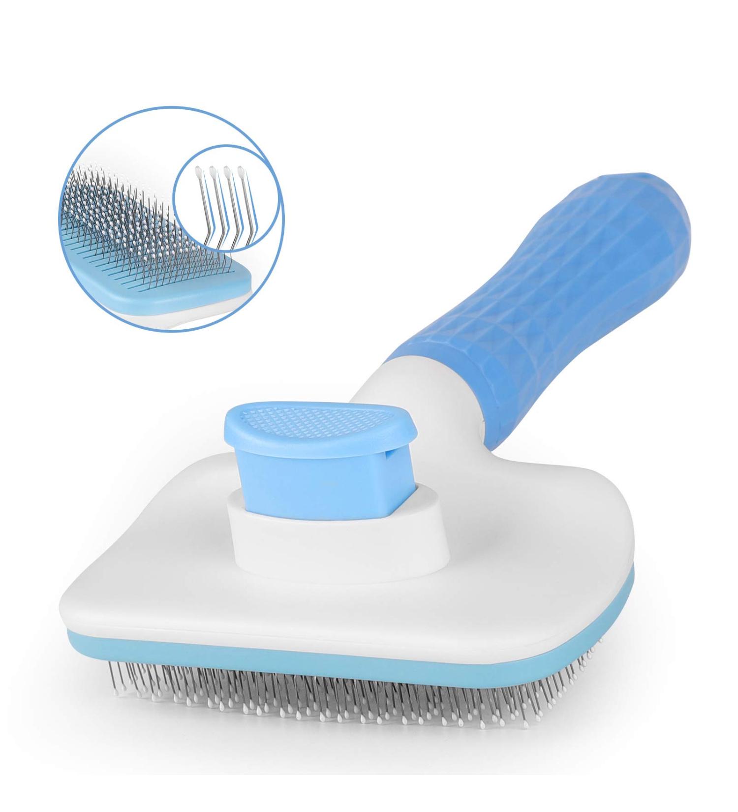 Atlamia Self Cleaning Slicker Brush for Dogs & Cats | Removes Loose Hair & Tangles | Skin-Friendly with Massage Particles | Promotes Circulation | Blue - Buy Online on GoSupps.com