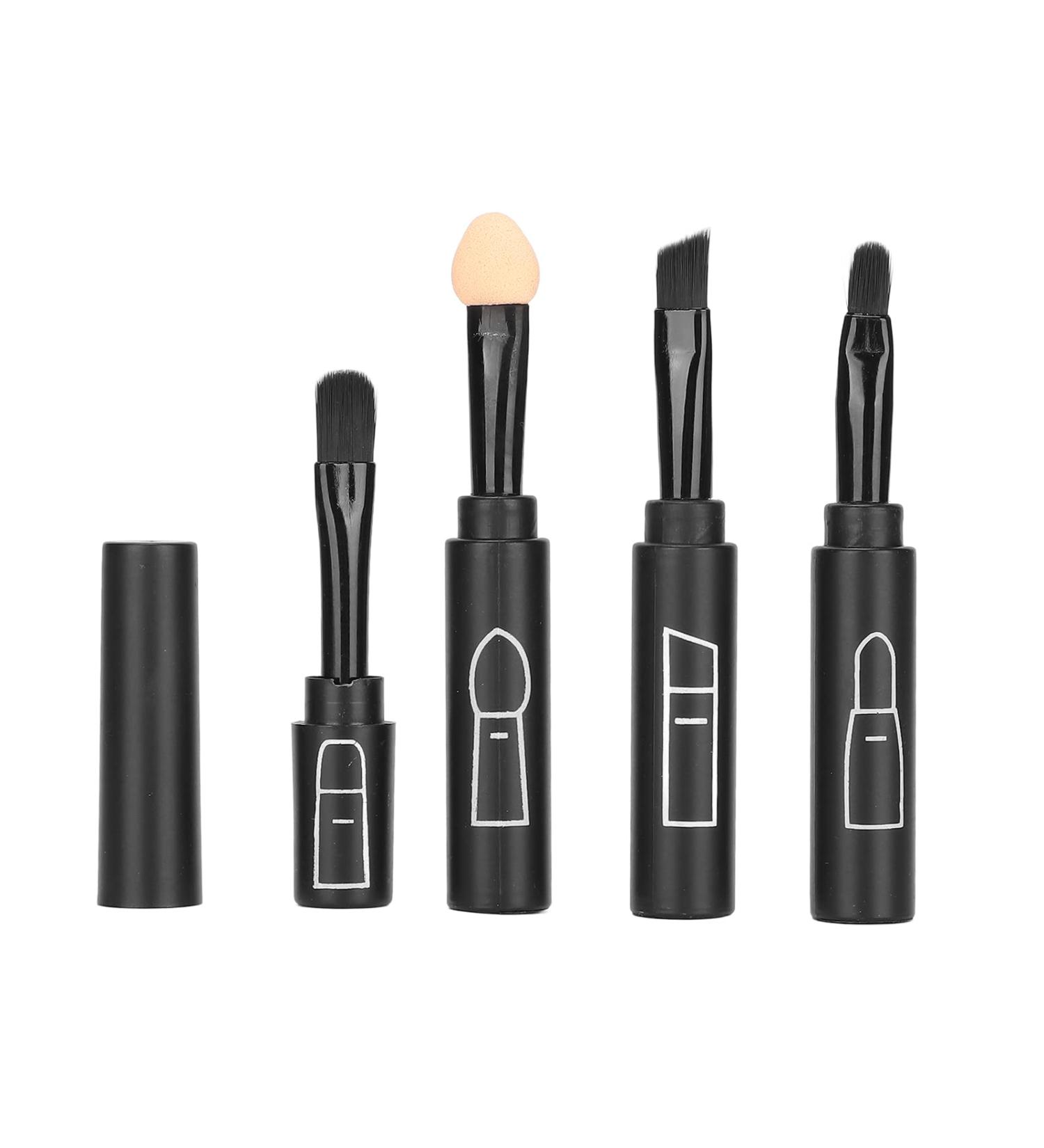 4 in 1 Telescopic Makeup Brushes Set - Retractable Lipstick Eyebrow Eyeshadow & Face Brush - Portable Cosmetic Tool for Home Travel & Beauty Salons (Black - Buy Online on GoSupps.com