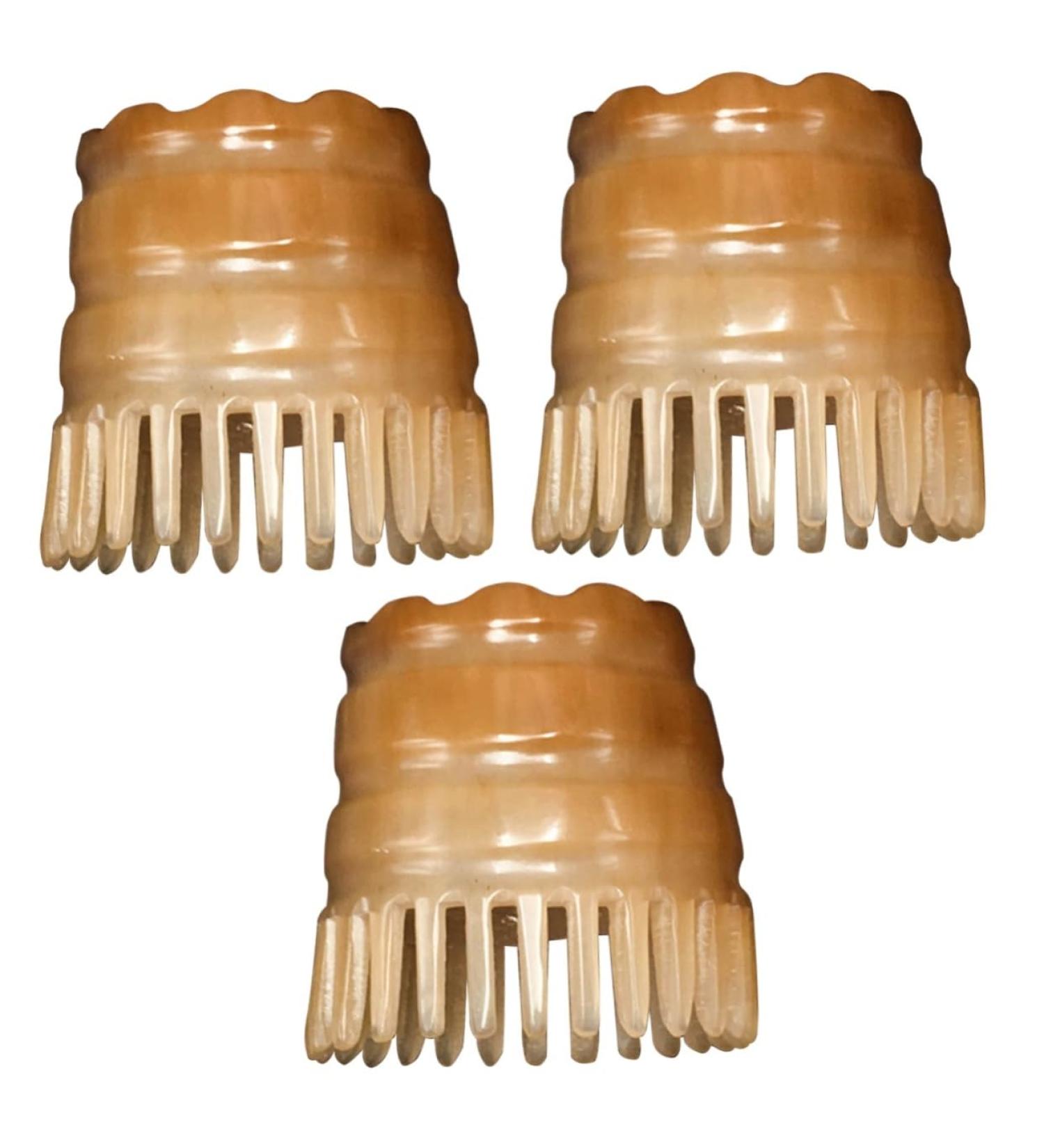 Magiclulu 3-Pack Horn Shampoo Brush for Hair Growth & Styling - Eco-Friendly Scalp Massager 6x6cm Random Colors - Buy Online on GoSupps.com