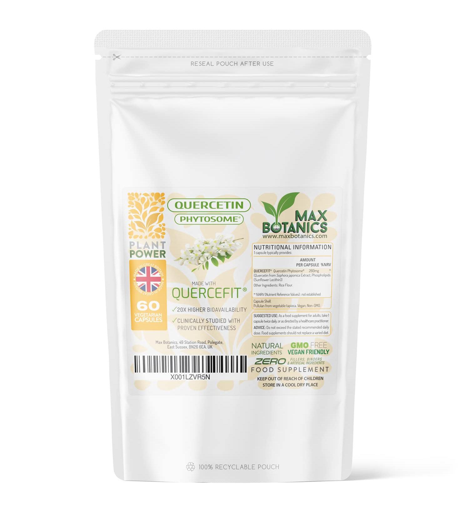 Quercetin Phytosome | 20X Enhanced Bioavailability | Clinically Proven | 60 Capsules | No Additives | Vegan | UK Made | GMP (60 Capsule Pouch)