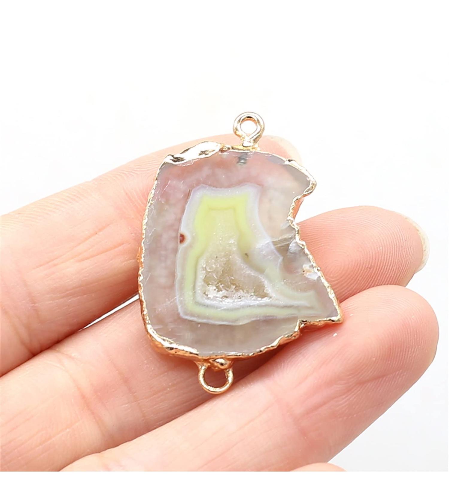 1PC Natural Stone Gem Irregular Geode Edge Connector Handmade Crafts Necklace Bracelet Accessories for Women 20x30-25x35mm Full of Texture (Color : Brown) - Buy Online on GoSupps.com