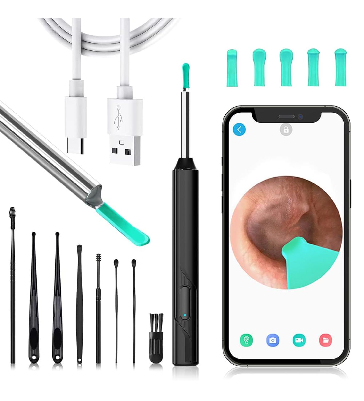 Vohesea Ear Wax Removal Otoscope - 1296P HD WiFi Ear Cleaner for Adults & Kids | Waterproof 3.6mm Lens 6 LEDs | Compatible with iPhone iPad Android - Buy Online on GoSupps.com