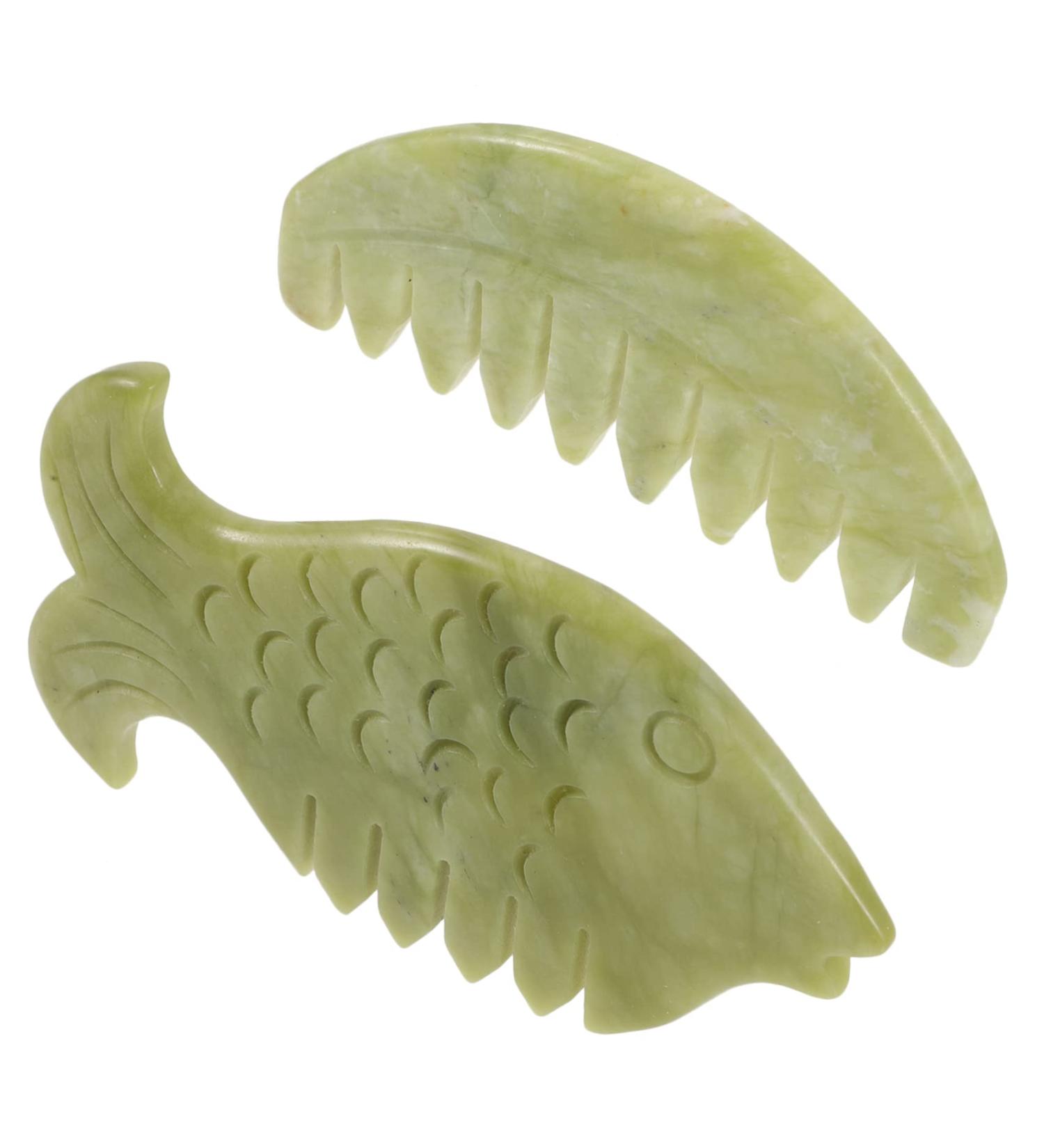 Frcolor 2-Pack Gua Sha Jade Head Massager Combs - Portable Scalp Massage Tools for Relaxation & Hair Care - Buy Online on GoSupps.com