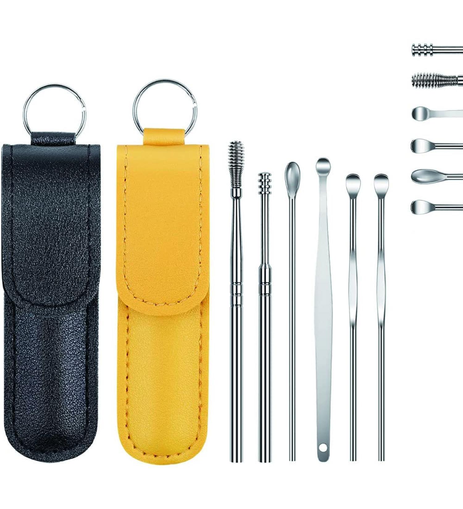 Ear Wax Removal Kit - 12 Pcs Stainless Steel Tools with Storage Bag - Portable Ear Cleaning Set for Adults & Children - Buy Online on GoSupps.com