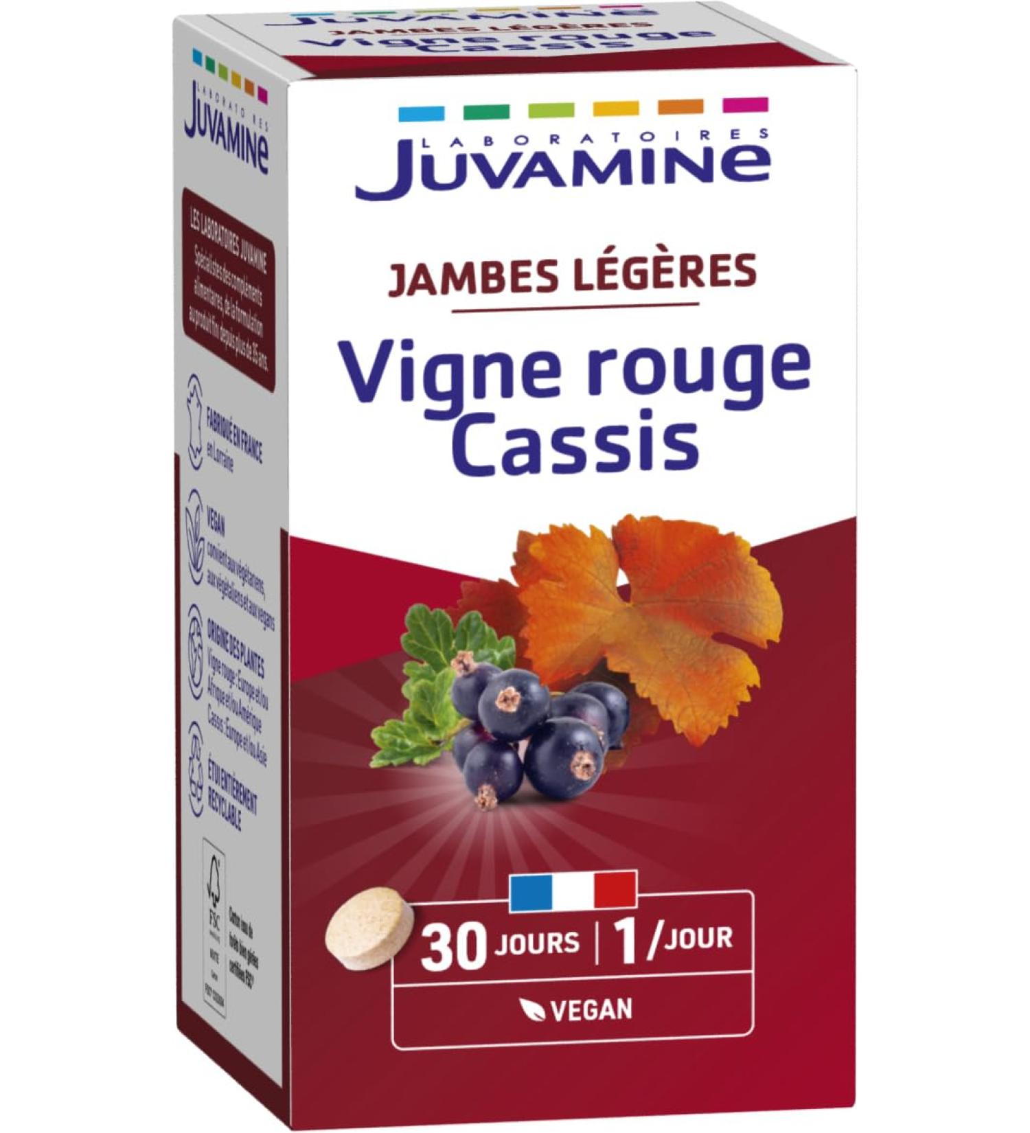 JUVAMINE - Light Legs - Red Blackcurrant Vine - Promotes Circulatory Well-Being - Action on the Venous System of the Legs - 30 days program - Made in France - Buy Online on GoSupps.com
