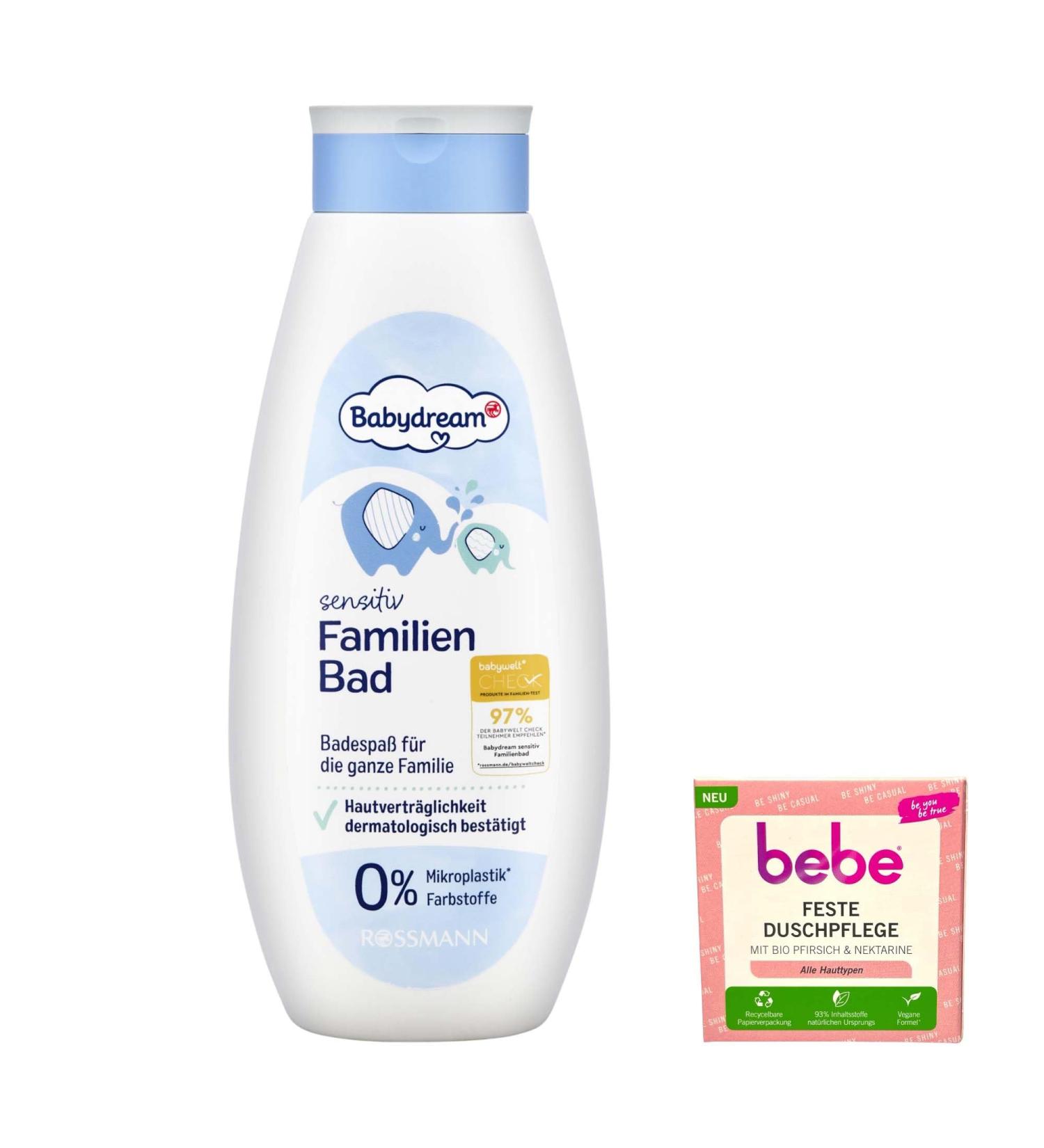 Generisch Familienbad Sensitiv Dermatologically tested bath care 0% microplastics and dyes + 1 firm baby shower gel | 750 ml