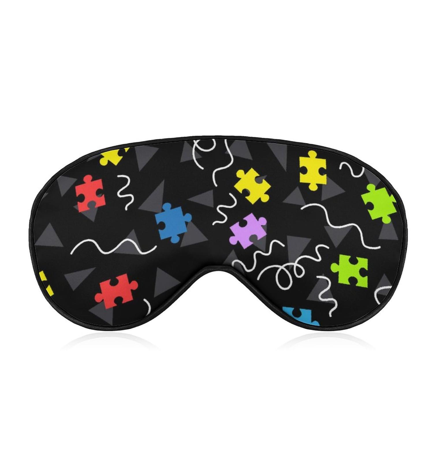 80s Memphis Puzzle Style Sleep Mask - Adjustable Eye Cover for Sleeping and Travel - Buy Online on GoSupps.com