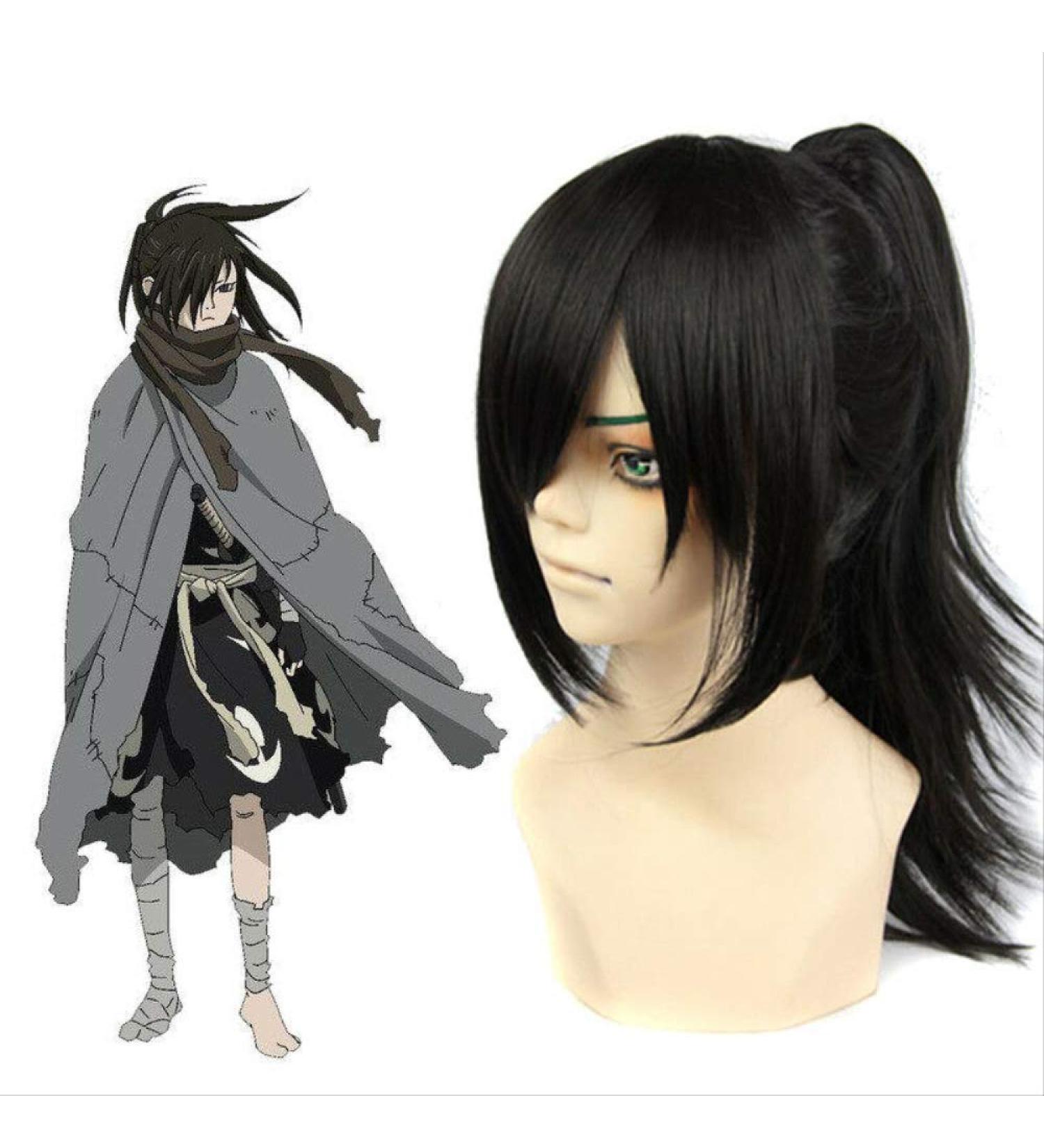Dororo Hyakkimaru Cosplay Wig - Long Straight Black Clip Ponytail for Women & Men | International Shipping Available - Buy Online on GoSupps.com