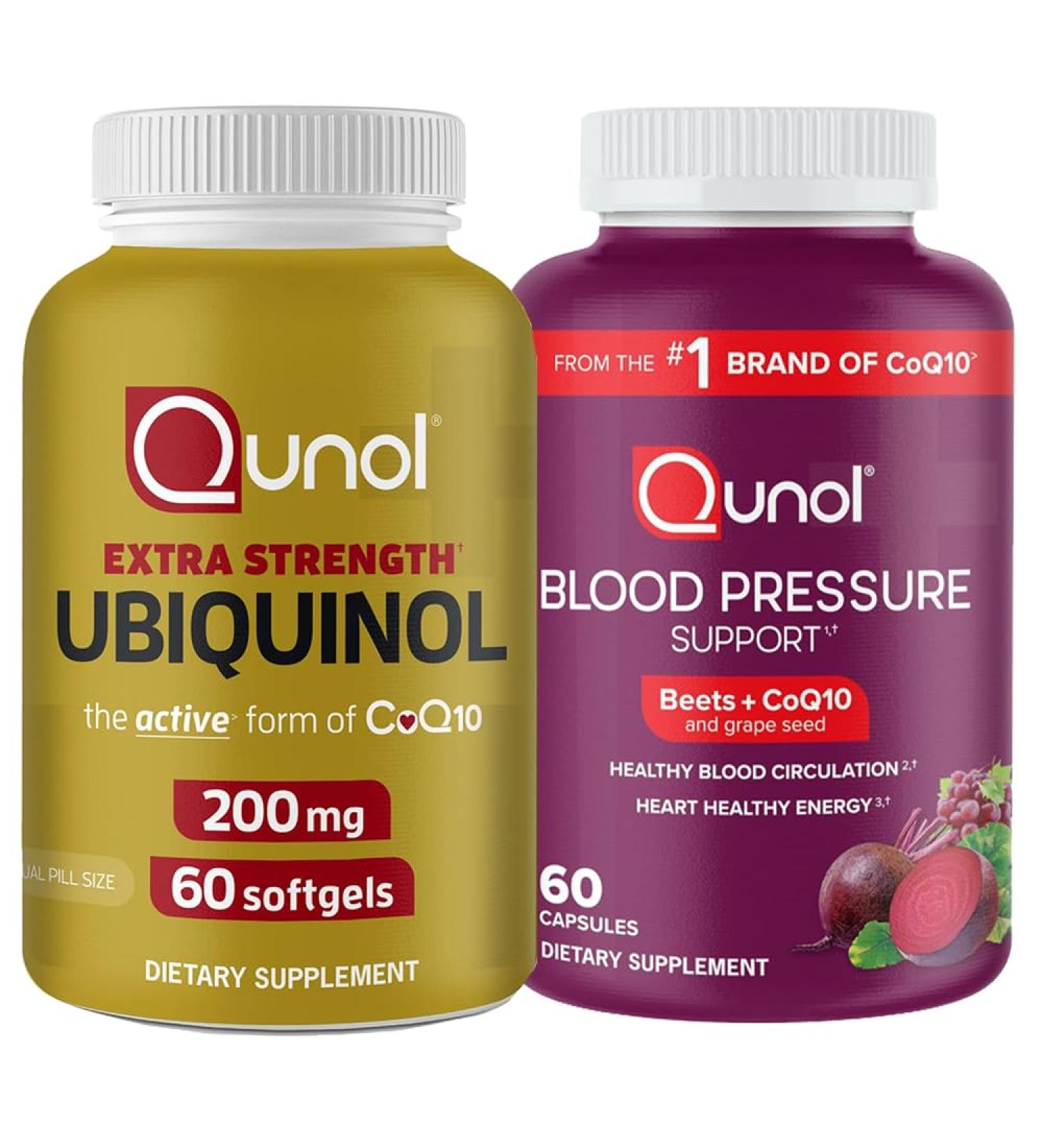 Qunol CoQ10 & Circulation: Ubiquinol CoQ10 200mg 60 Softgels & Blood Pressure Support 60 Tablets