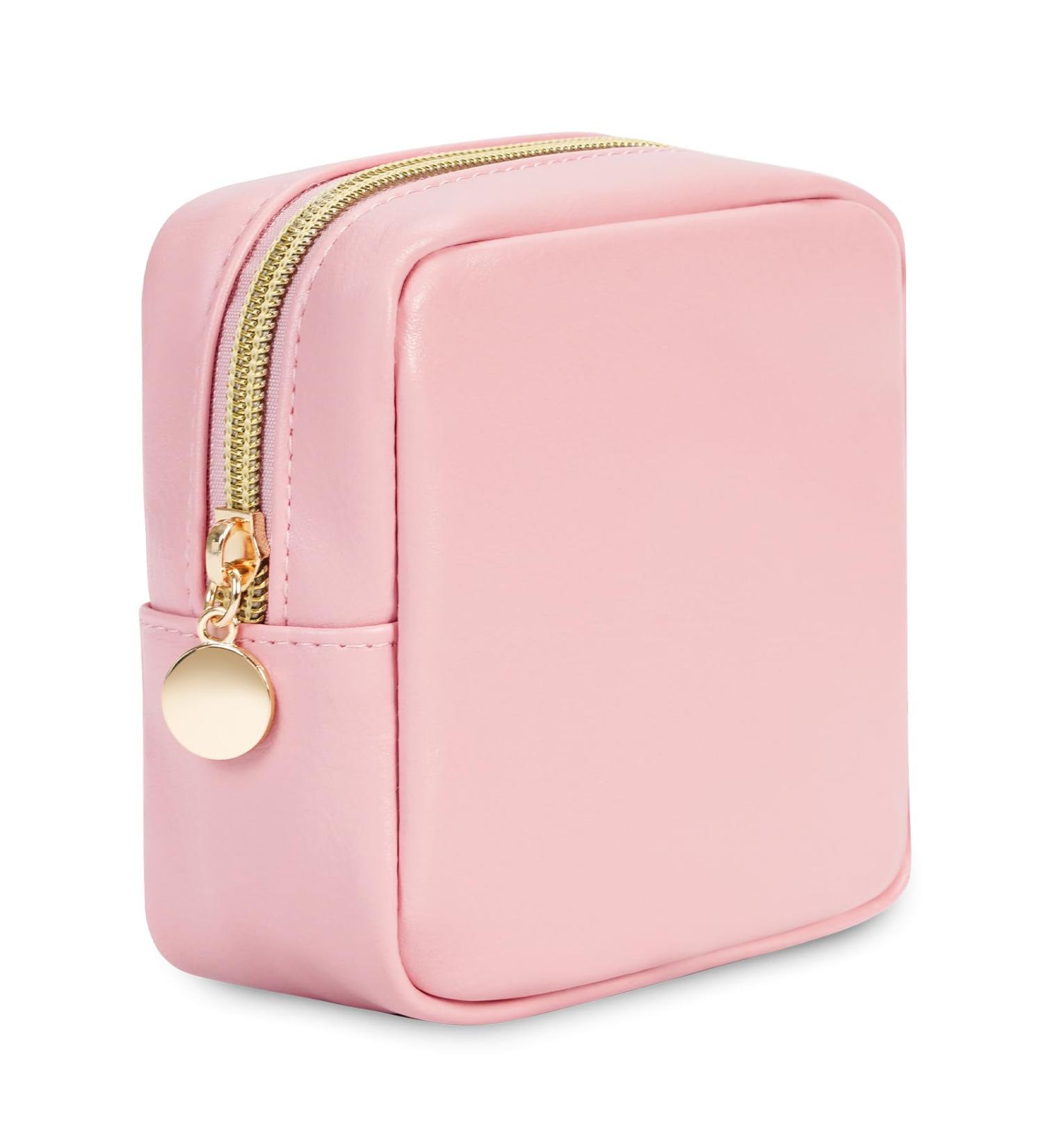 Wandering Nature Small Makeup Bag - Eco Vegan Leather Mini Cosmetic Pouch for Women, Pink (Patent Pending) - Buy Online on GoSupps.com