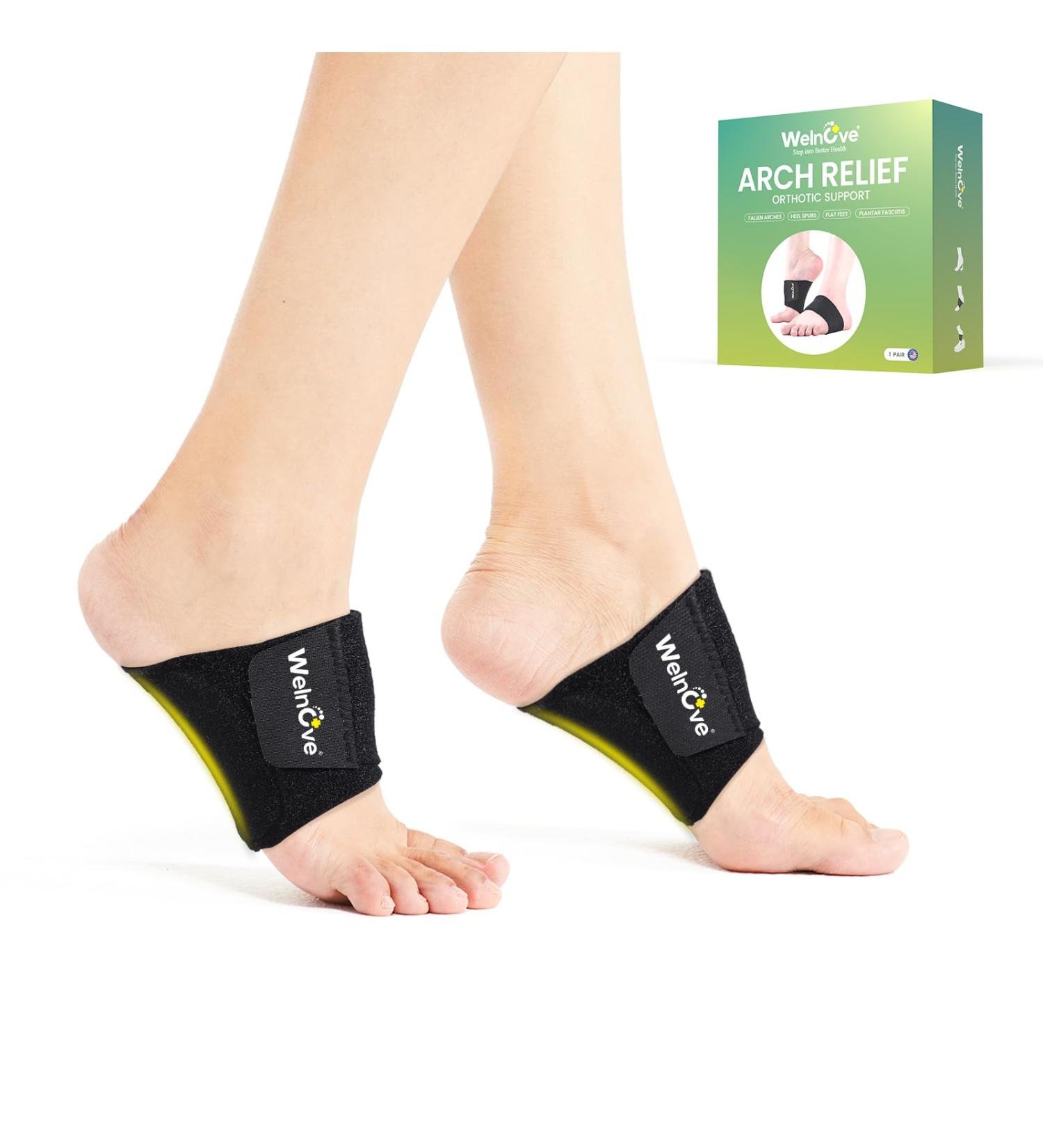 Arch Support Inserts for Pain Relief - Welnove Heel Cushions for Plantar Fasciitis & Flat Feet - Compression Cushioned Heel Pads for Men & Women - Buy Online on GoSupps.com