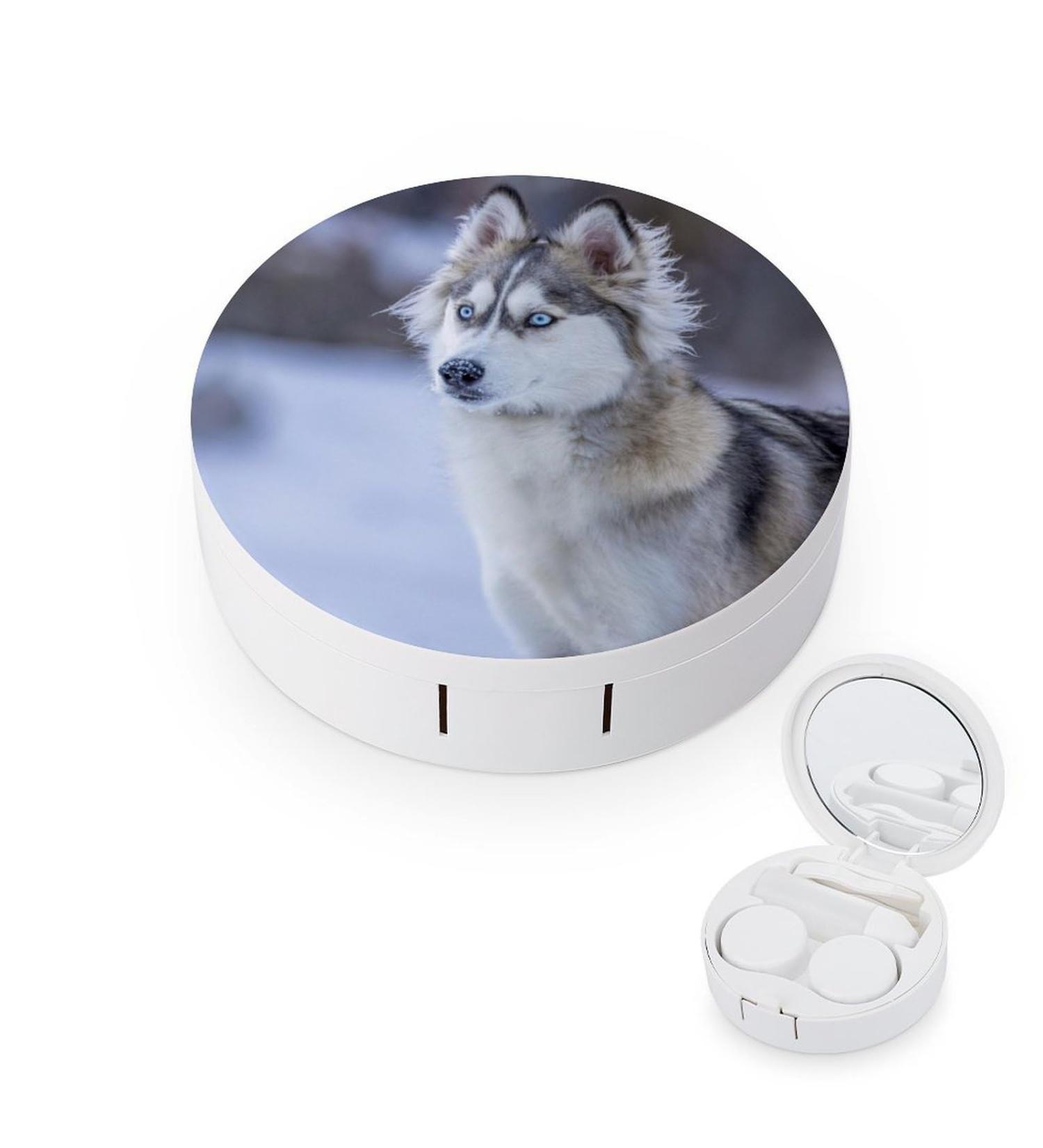 Dog in Snow Print Contact Lens Case - Perfect Travel Box for Lens Care | Buy Now - Buy Online on GoSupps.com