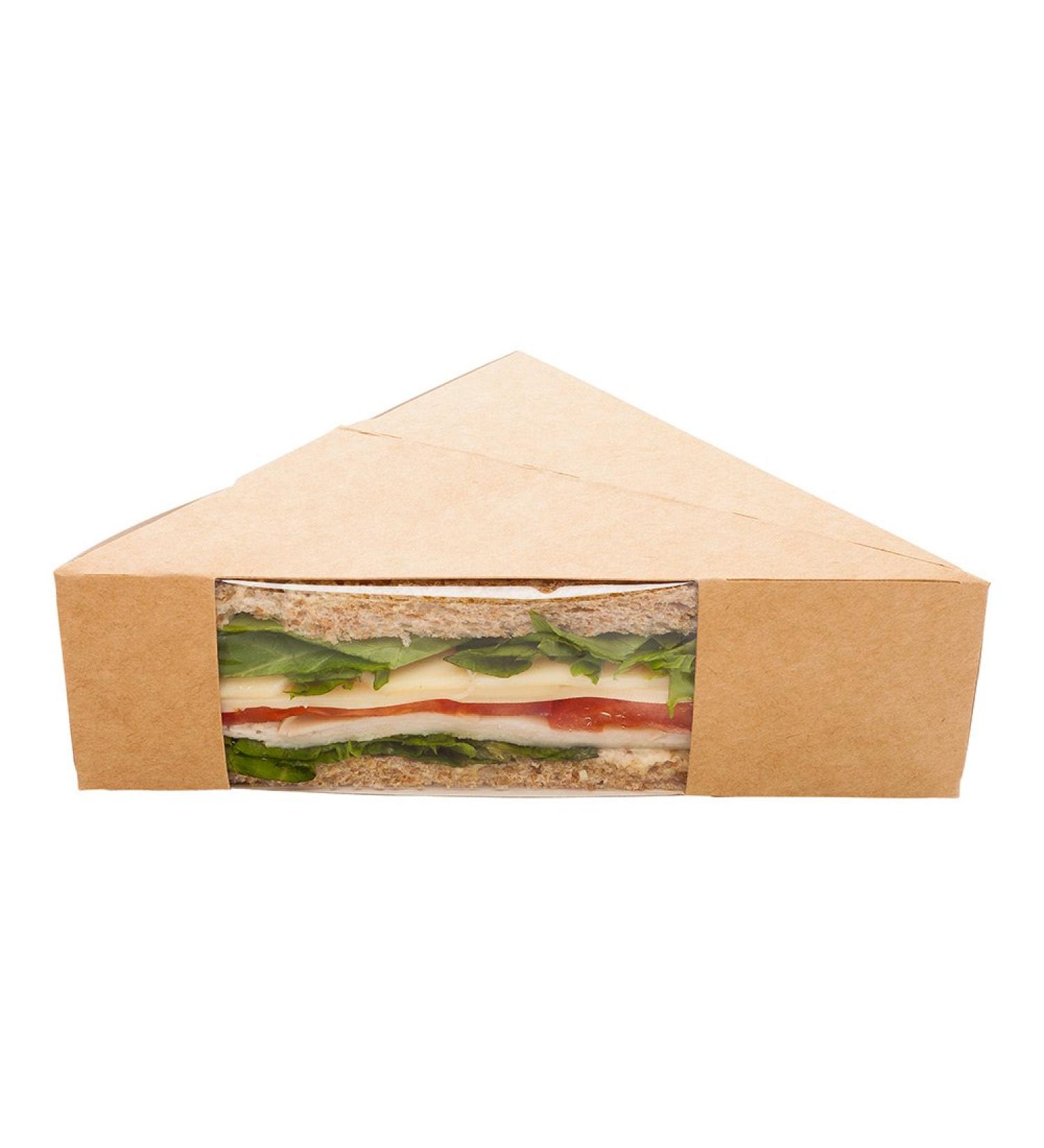 Small Sandwich Wedge Box - 4.8 Inch Triangle Take Out Box with Window - Brown (25ct) | Restaurantware - Buy Online on GoSupps.com