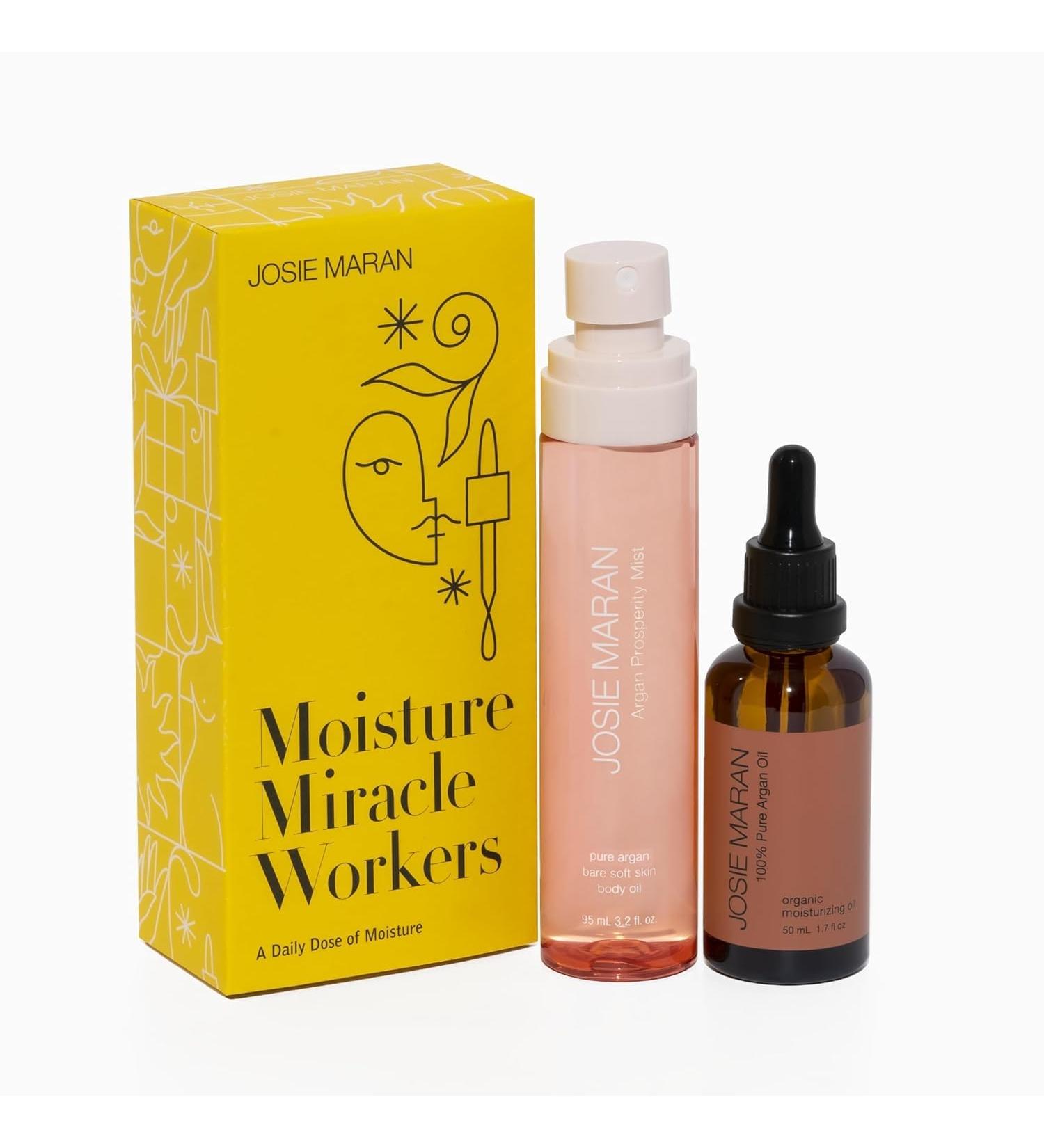 Josie Maran Moisture Miracle Workers Duo - 100% Pure Argan Oil & Hydrating Body Mist - Vegan Cruelty-Free Skincare Set for All Skin Types - Buy Online on GoSupps.com