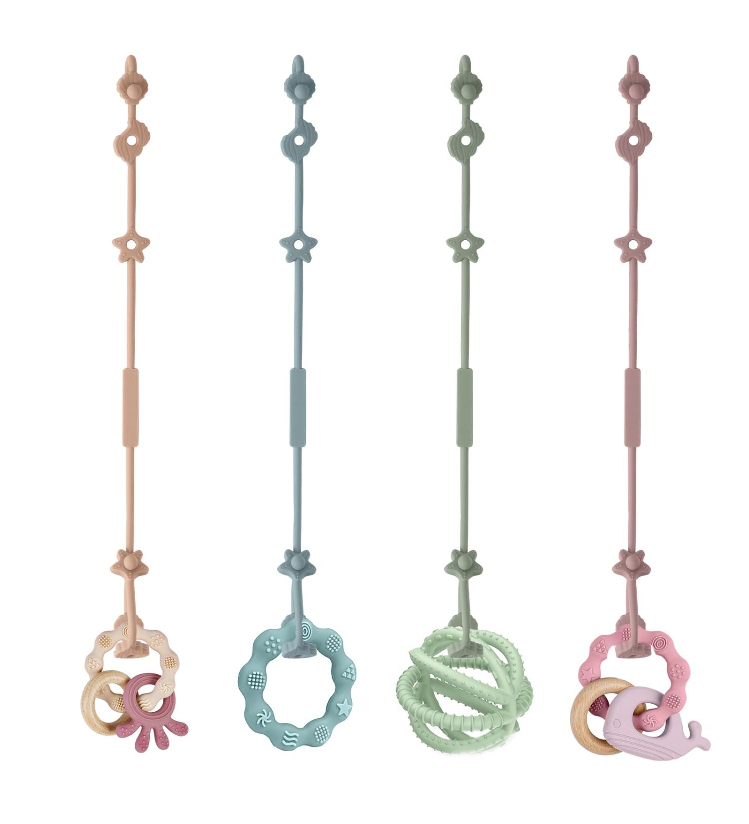 Vicloon Silicone Toy Clip 4Pcs Toy Safety Straps Food Grade Silicone Pacifier Clips Sippy Cup Strap Adjustable Stroller Pacifier Strap Hanging Toys Baby Toy Anti Drop Chain Blue/Green/Pink/Orange - Buy Online on GoSupps.com