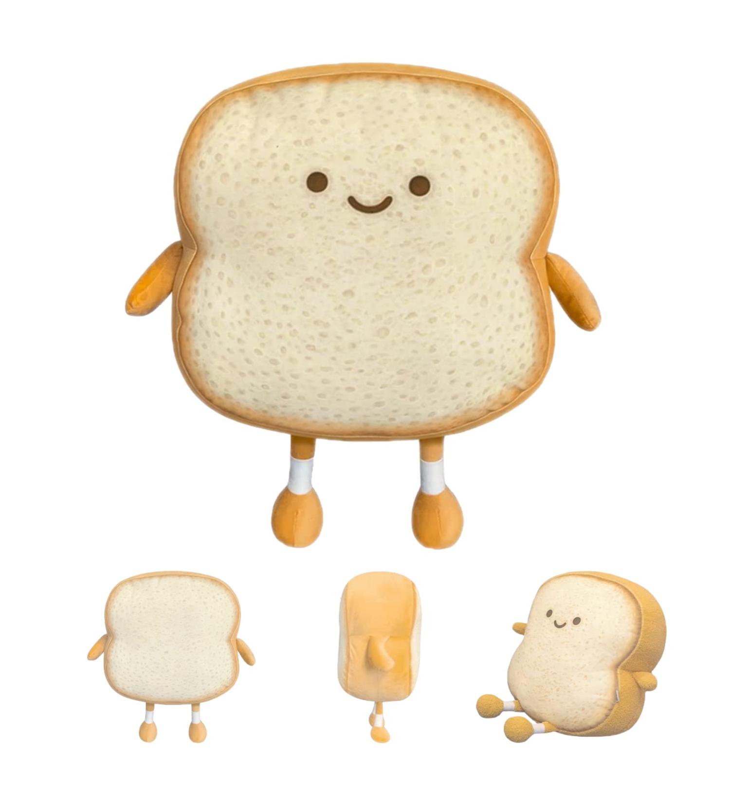 Auptiz Toast Bread Pillow Soft Plush Toy - 3D Funny Bread Shape Cartoon Doll Sofa Pillow (19 x 18 x 3cm) - Buy Online on GoSupps.com