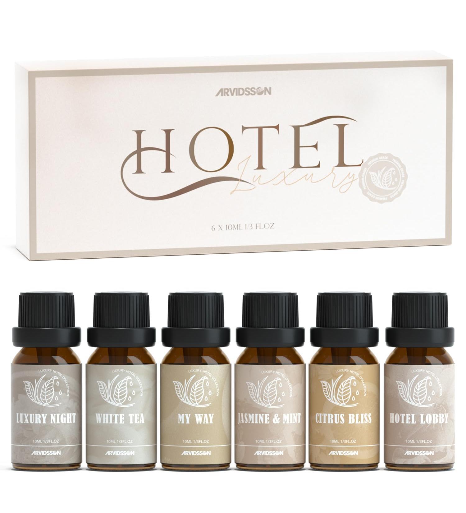Hotel Fragrance Oils Set - ARVIDSSON Premium Essential Oils for Candle Making & Diffuser - Luxury Night Jasmine & Mint White Tea Citrus Bliss Hotel Lobby Scent - Buy Online on GoSupps.com