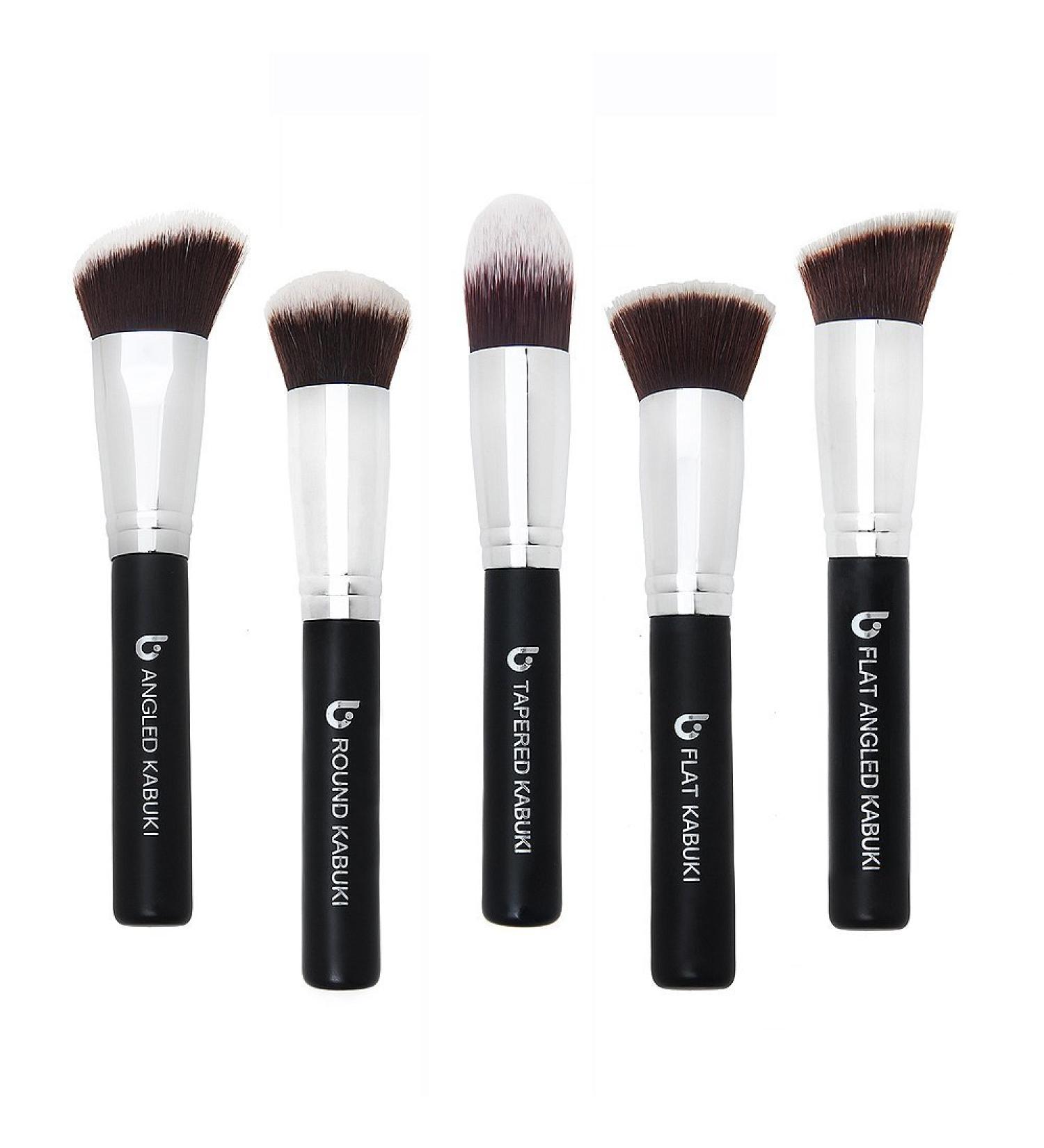 Kabuki Makeup Brush Set | Beauty Junkees 5pc Professional Makeup Brushes for Foundation Blush Bronzer Contour & Concealer | Affordable & Cruelty-Free - Buy Online on GoSupps.com