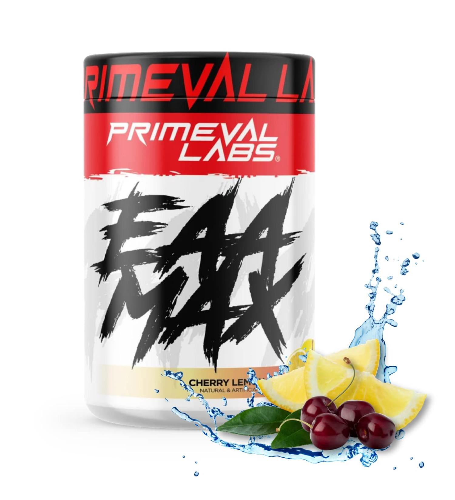 Primeval Labs EAA Max BCAA Cherry Lemonade Powder - Muscle Recovery & Hydration - Keto Friendly - 30 Servings - Buy Online on GoSupps.com