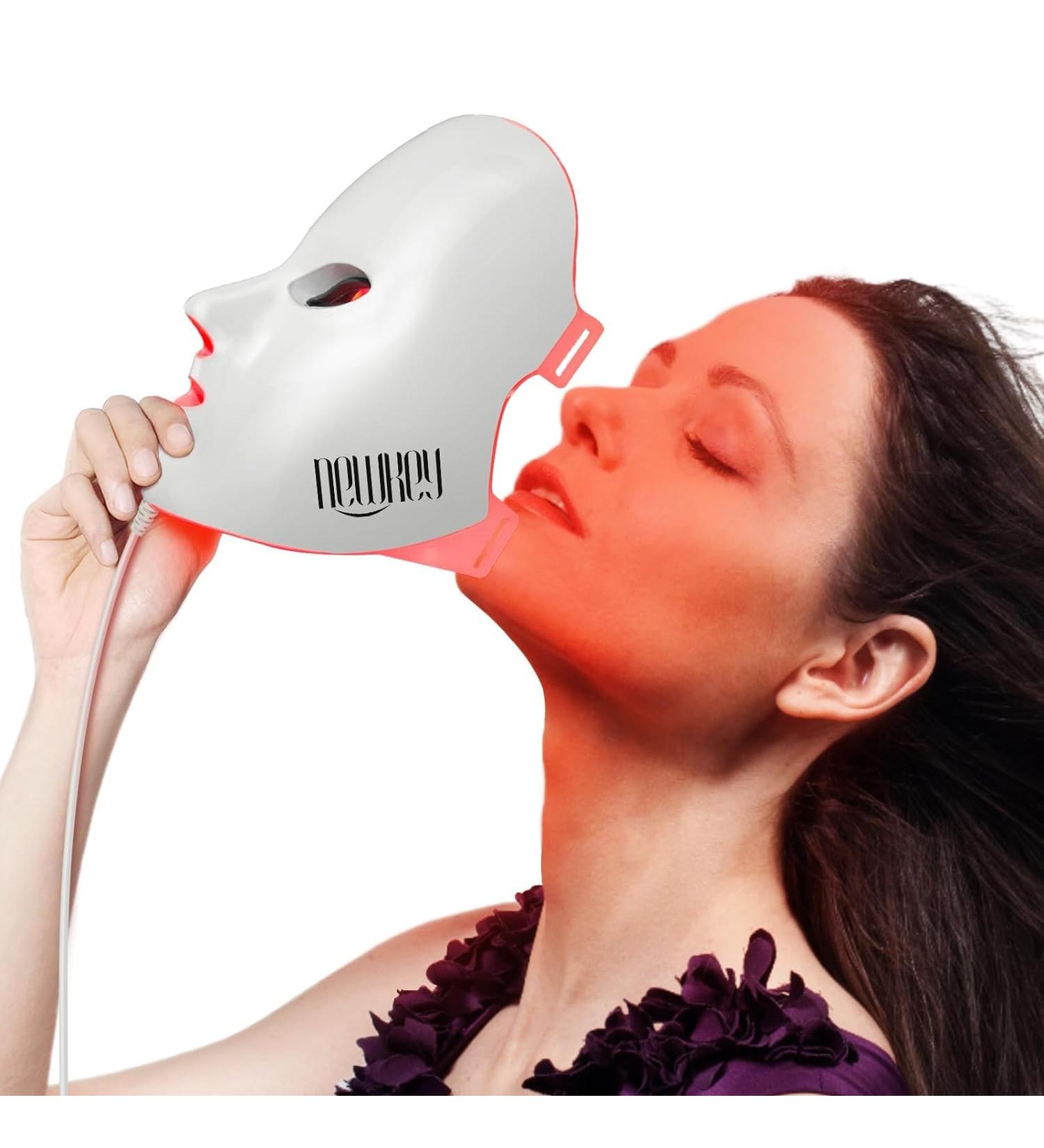 NEWKEY Red Light Therapy Face Mask - 7 Colors LED Photon Skin Care for Anti-Wrinkles & Acne Reduction - Buy Online on GoSupps.com