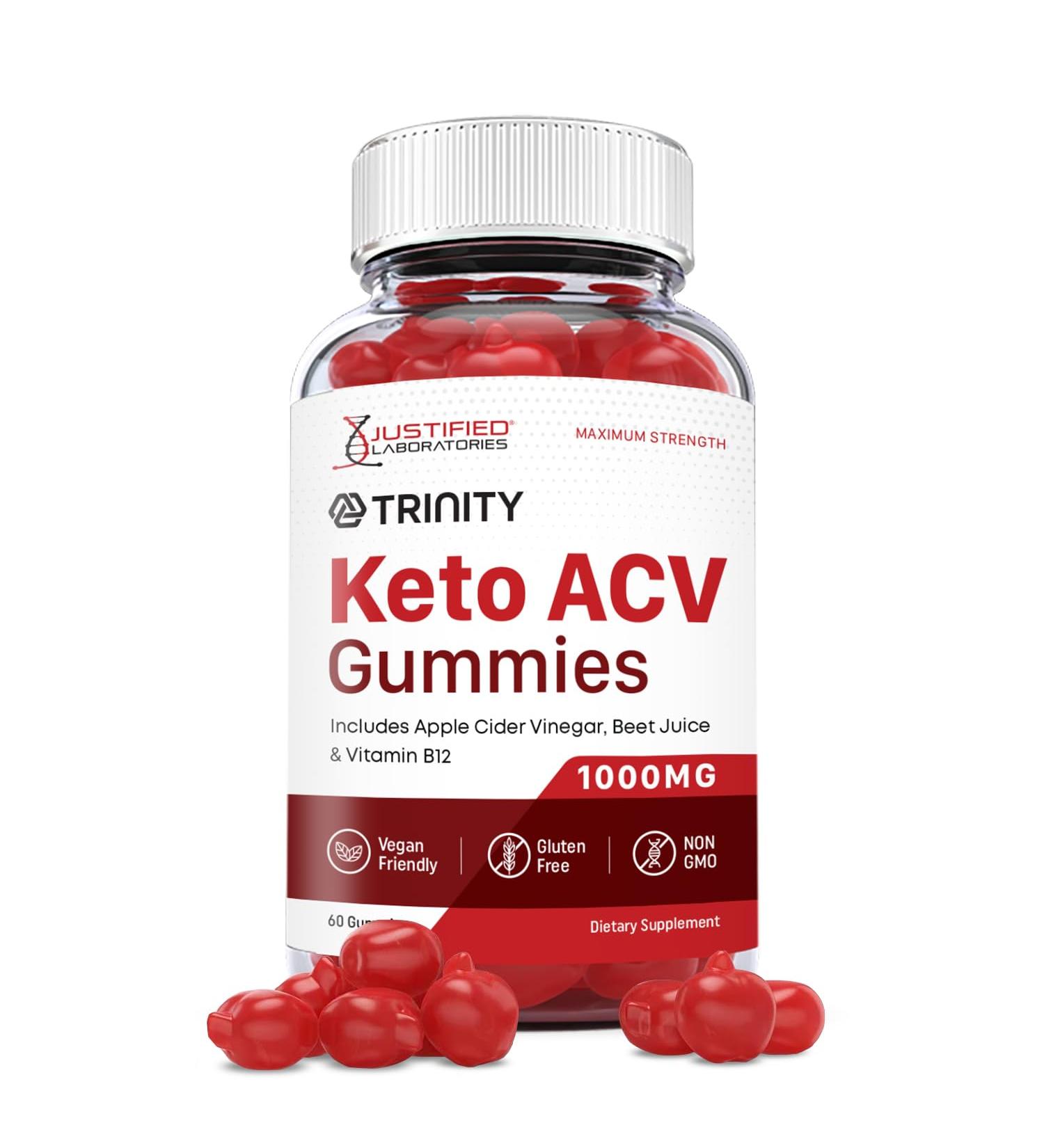Justified Laboratories Trinity Keto ACV Gummies 1000MG - Vegan, Non GMO with Pomegranate & Beet Juice Powder - B12 - 60 Gummies - Buy Online on GoSupps.com
