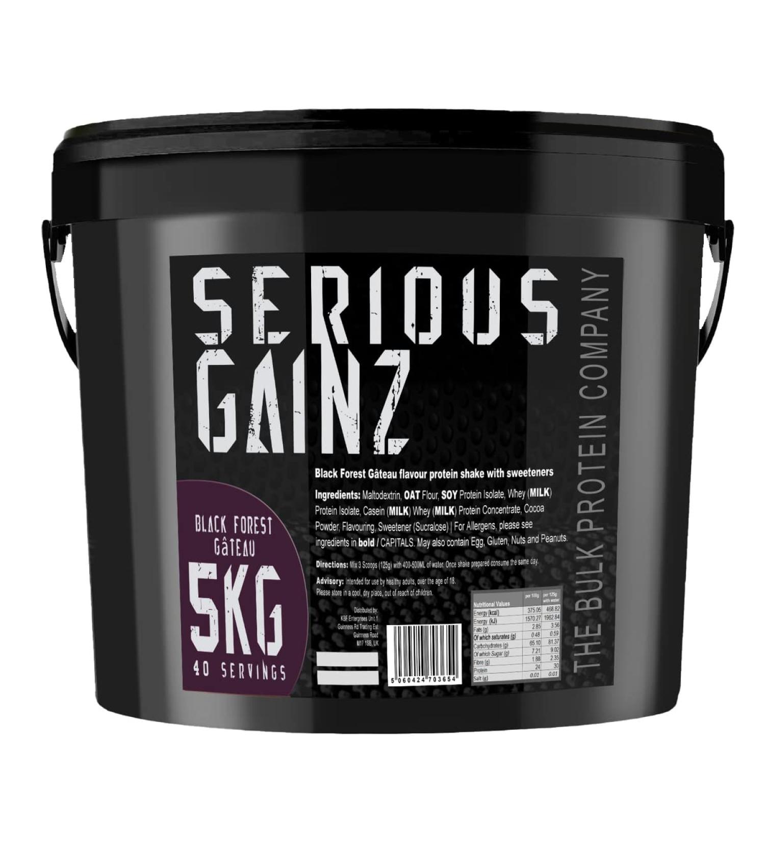 The Bulk Protein Company - Serious Gainz Mass Gainer Protein Powder Black Forest Gateau 5kg Black Forest Gateau) 5kg - Buy Online on GoSupps.com